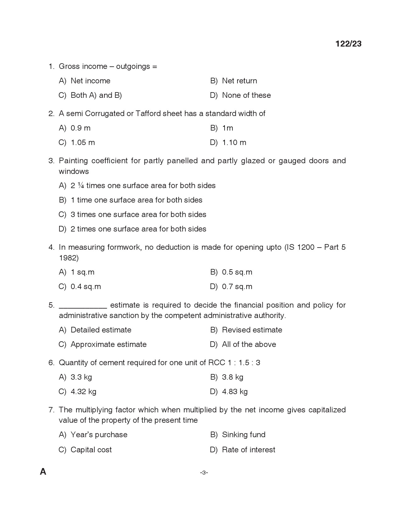 KPSC Tracer Civil in Public Works Exam 2023 Code 1222023 2