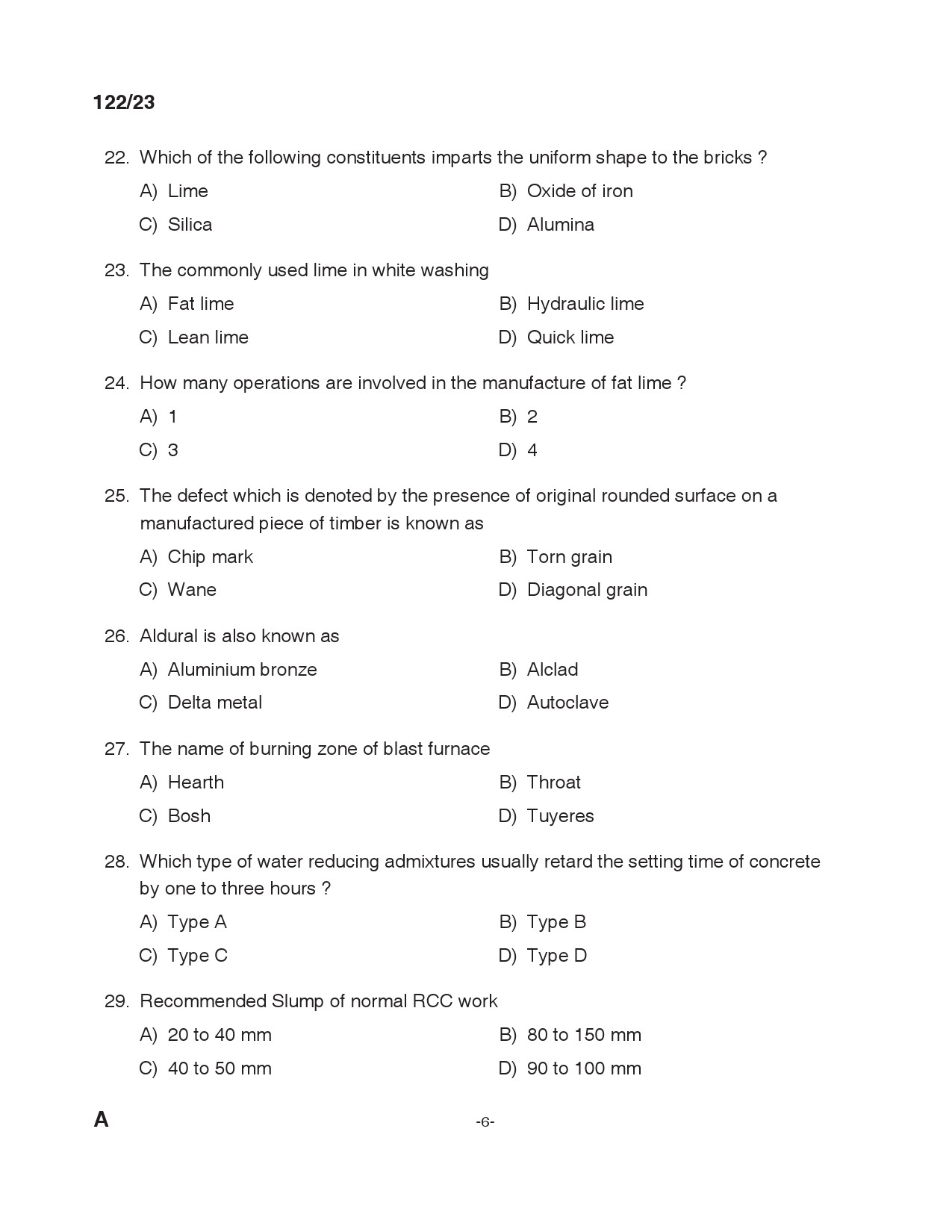 KPSC Tracer Civil in Public Works Exam 2023 Code 1222023 5