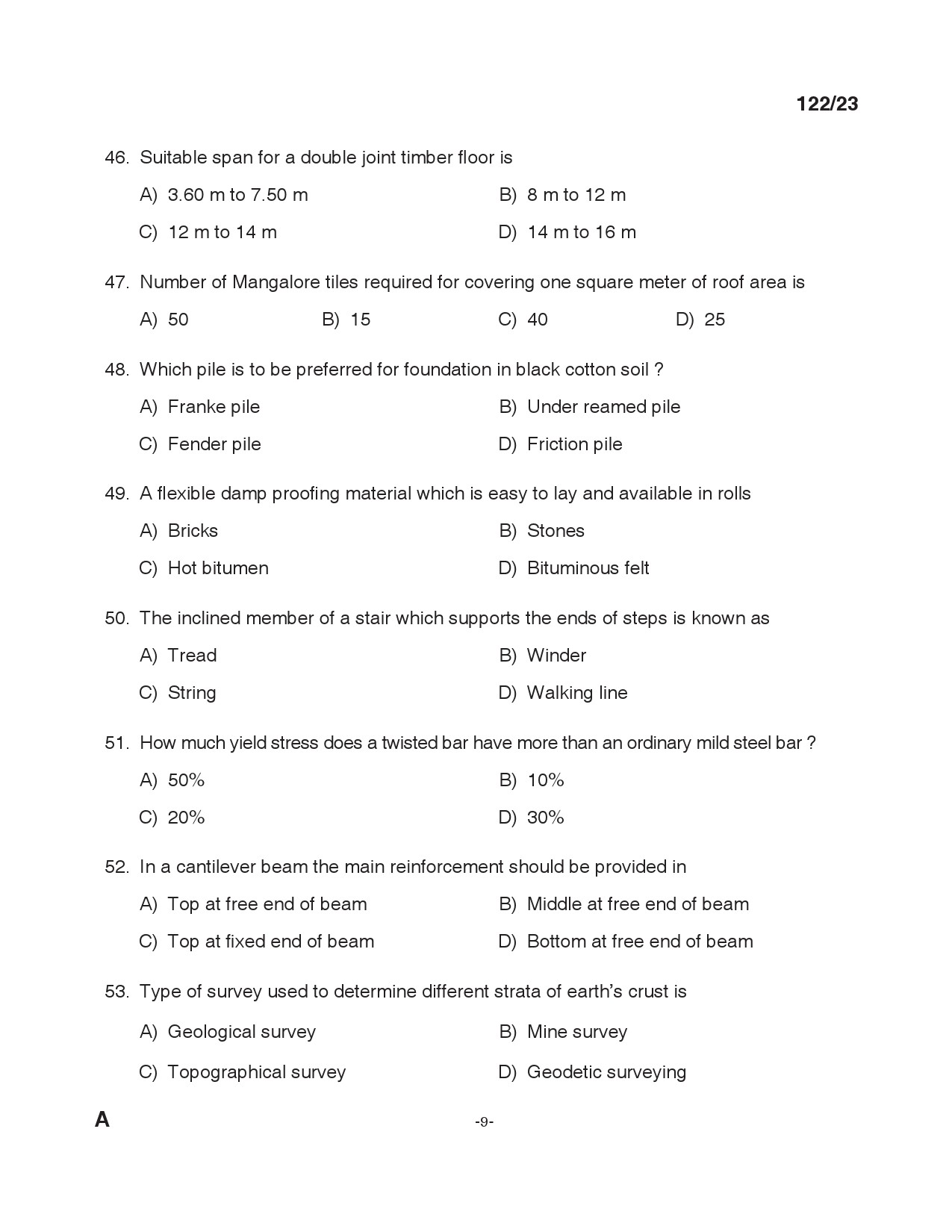 KPSC Tracer Civil in Public Works Exam 2023 Code 1222023 8