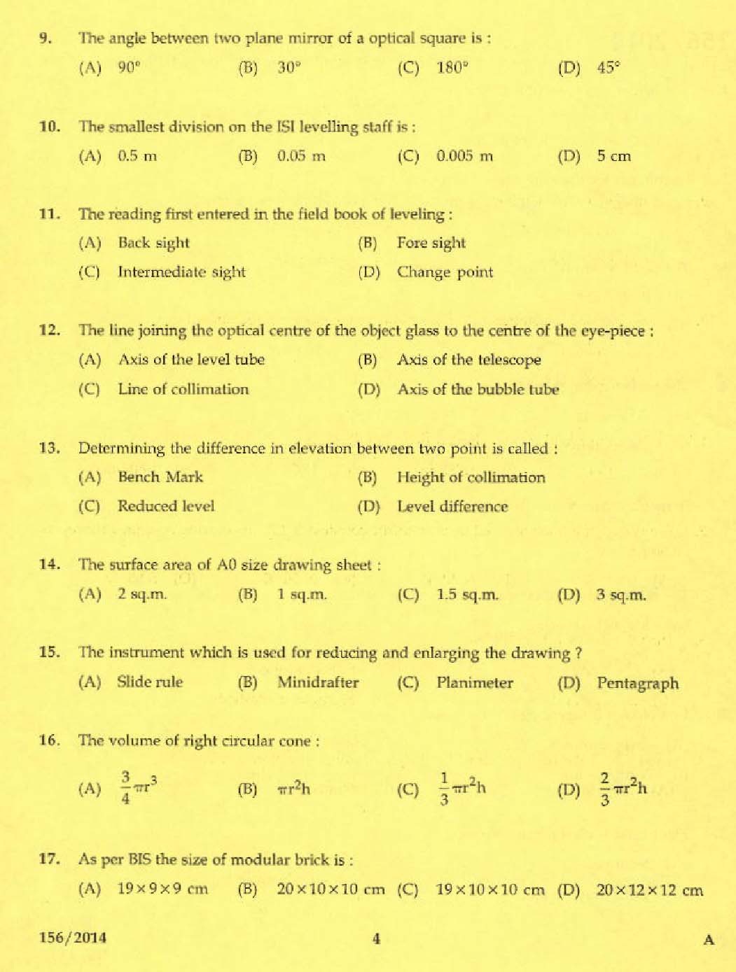 KPSC Tracer Exam 2014 Code 1562014 2