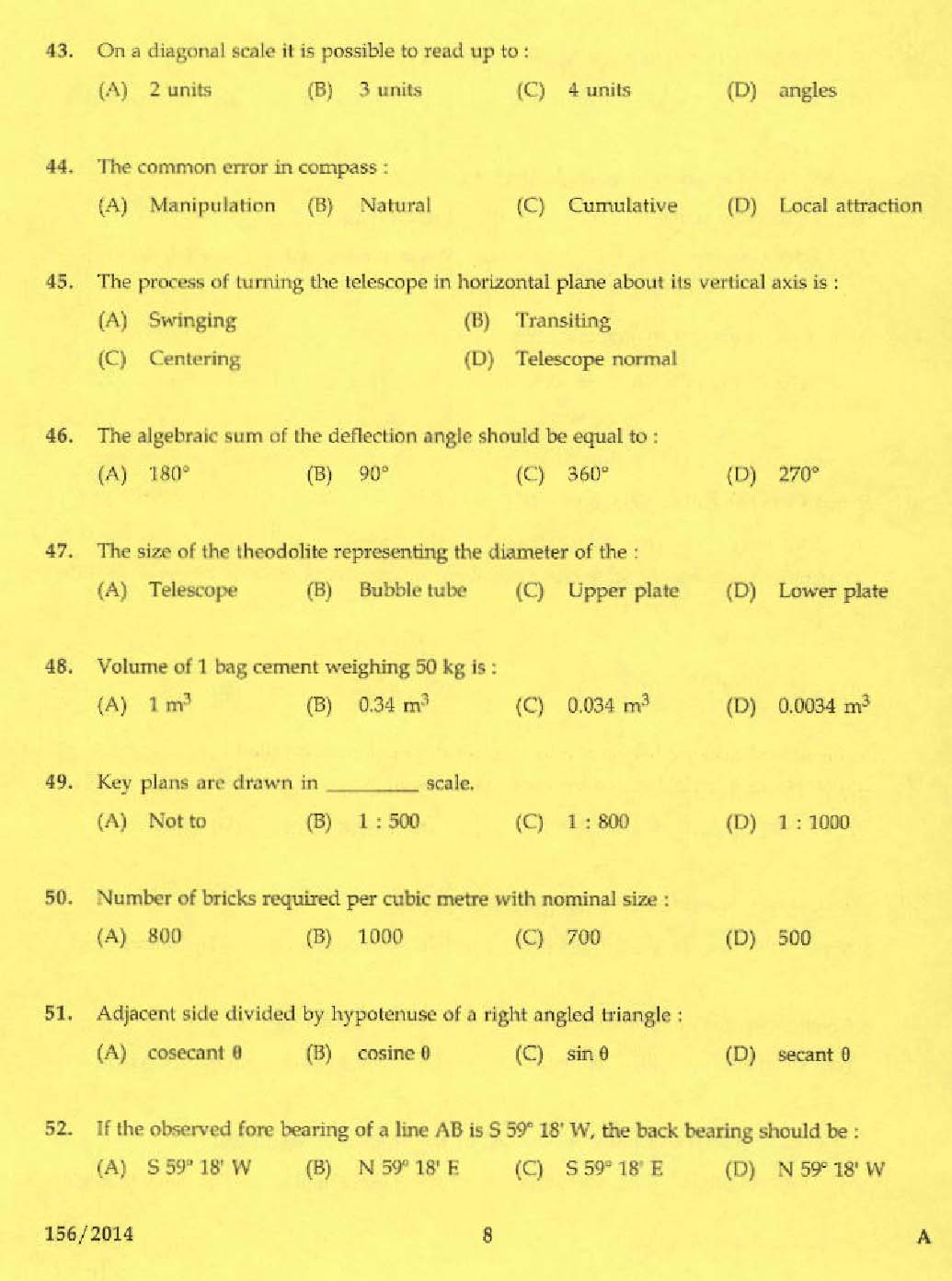 KPSC Tracer Exam 2014 Code 1562014 6