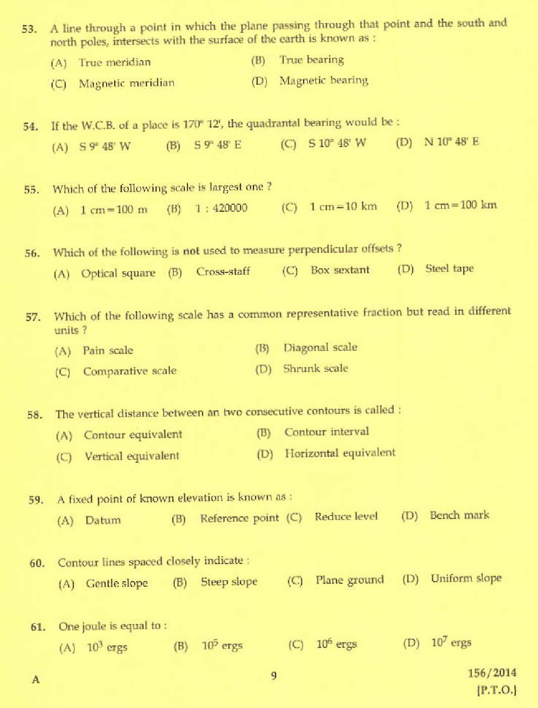 KPSC Tracer Exam 2014 Code 1562014 7