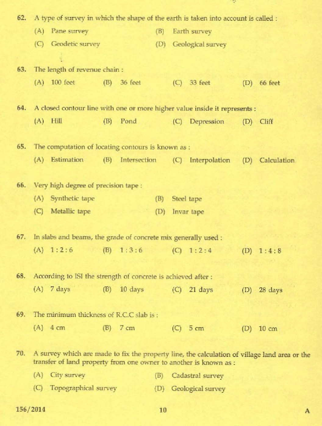 KPSC Tracer Exam 2014 Code 1562014 8