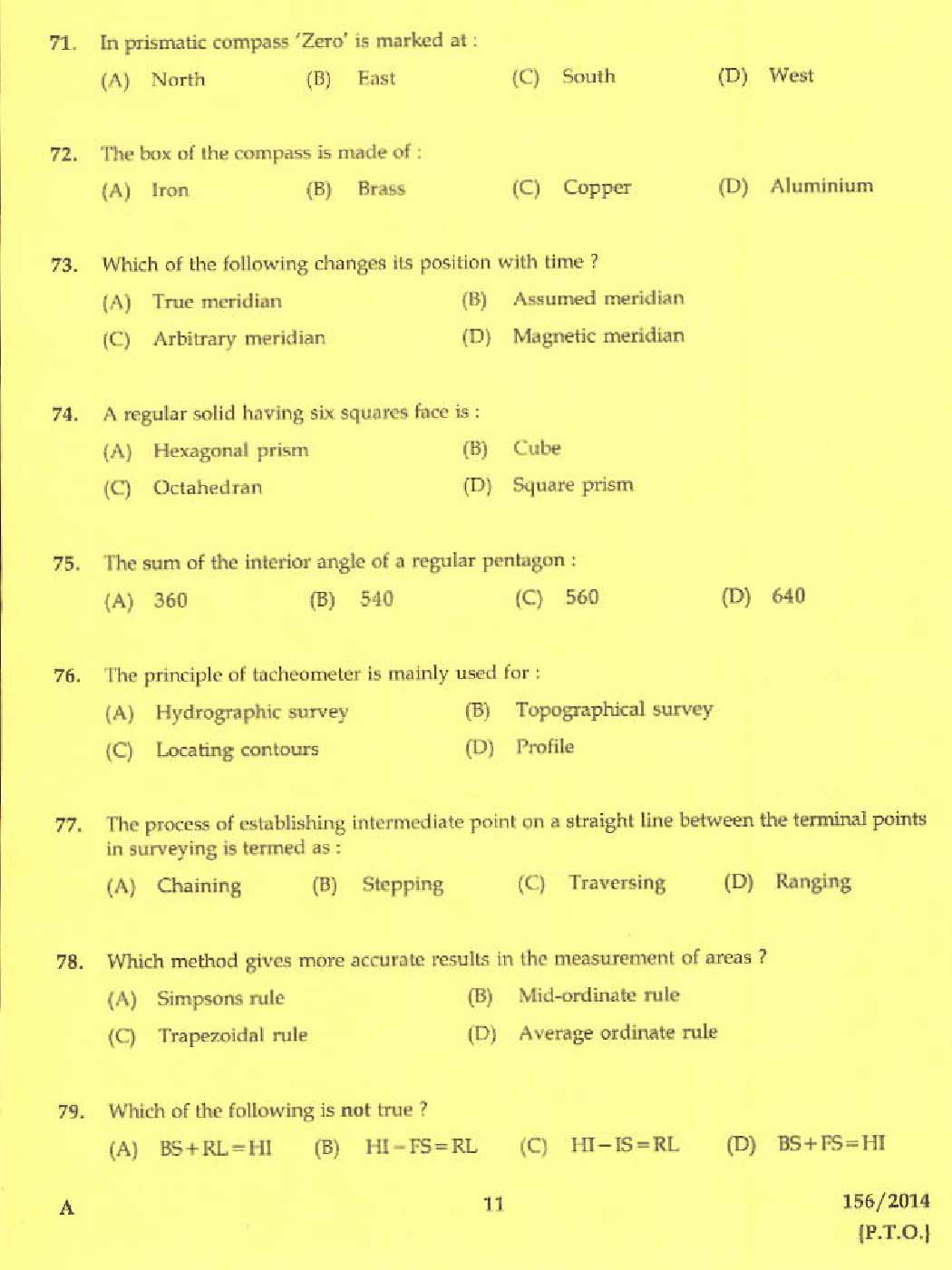 KPSC Tracer Exam 2014 Code 1562014 9