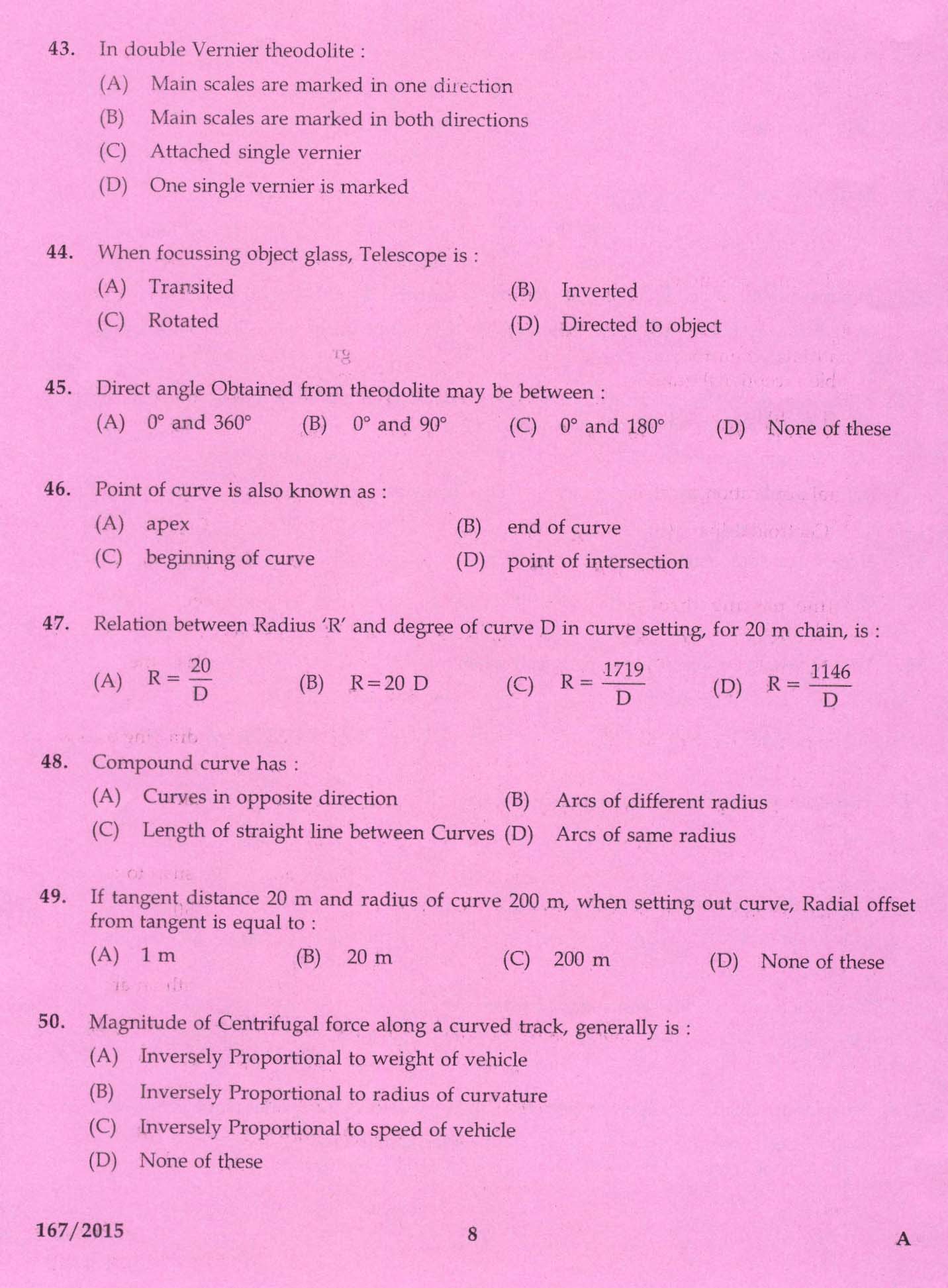 KPSC Tracer Exam 2015 Code 1672015 4