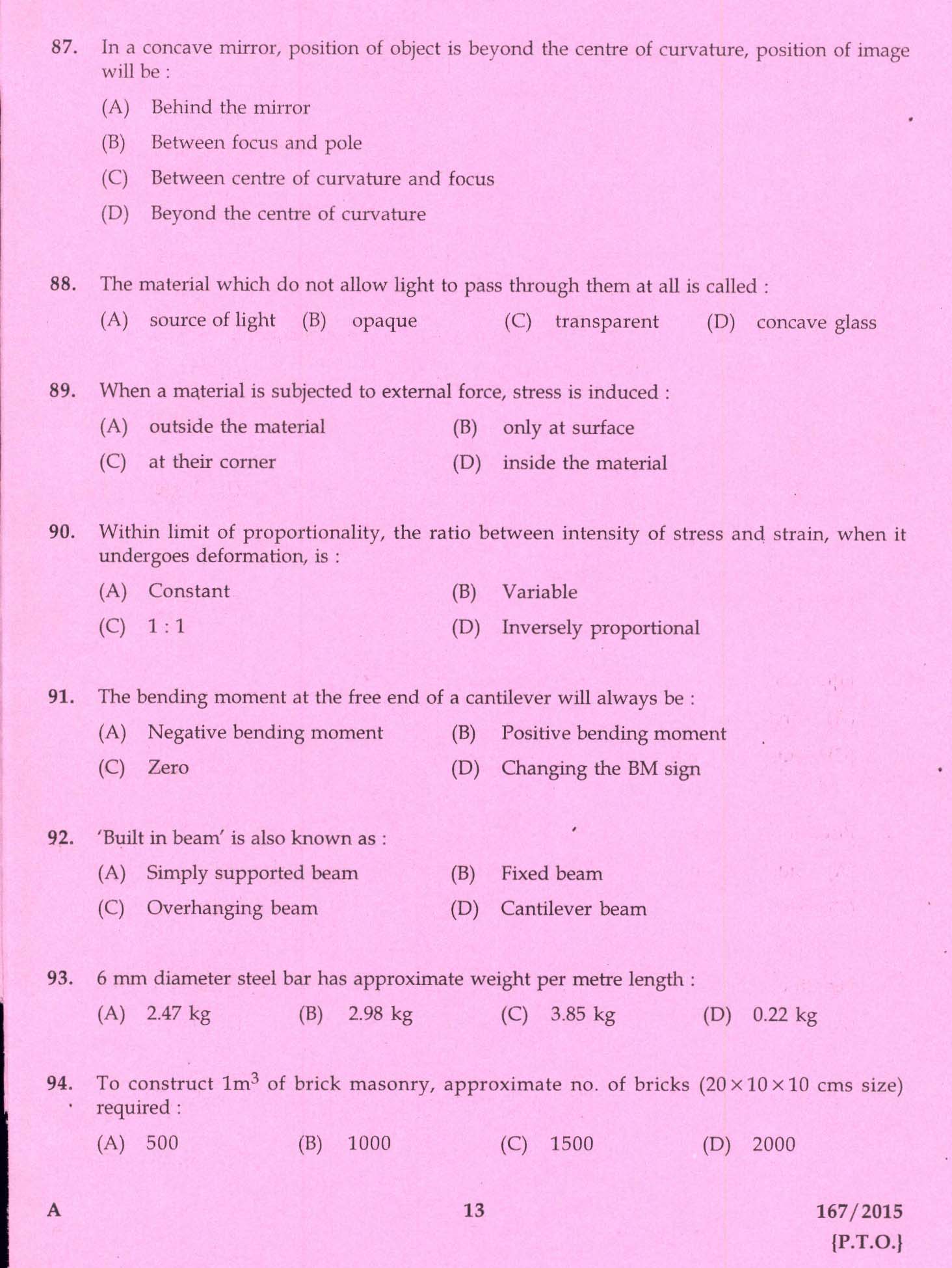 KPSC Tracer Exam 2015 Code 1672015 9