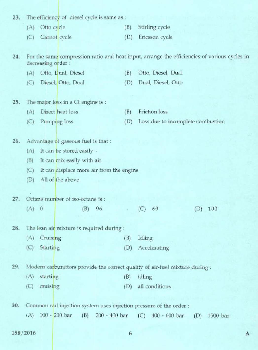 KPSC Tracer Exam 2016 Code 1582016 4