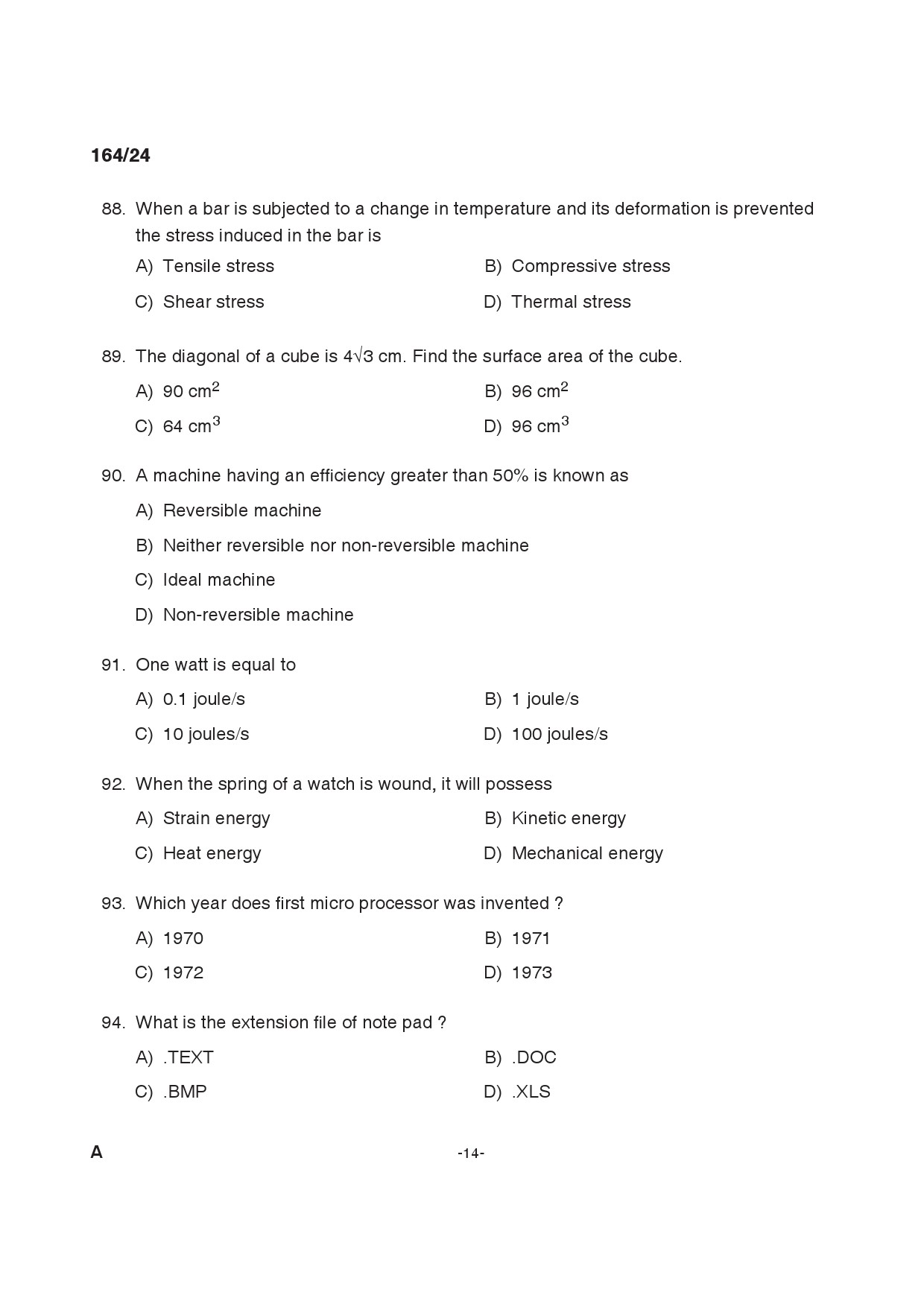 KPSC Tracer Exam 2024 Code 1642024 13