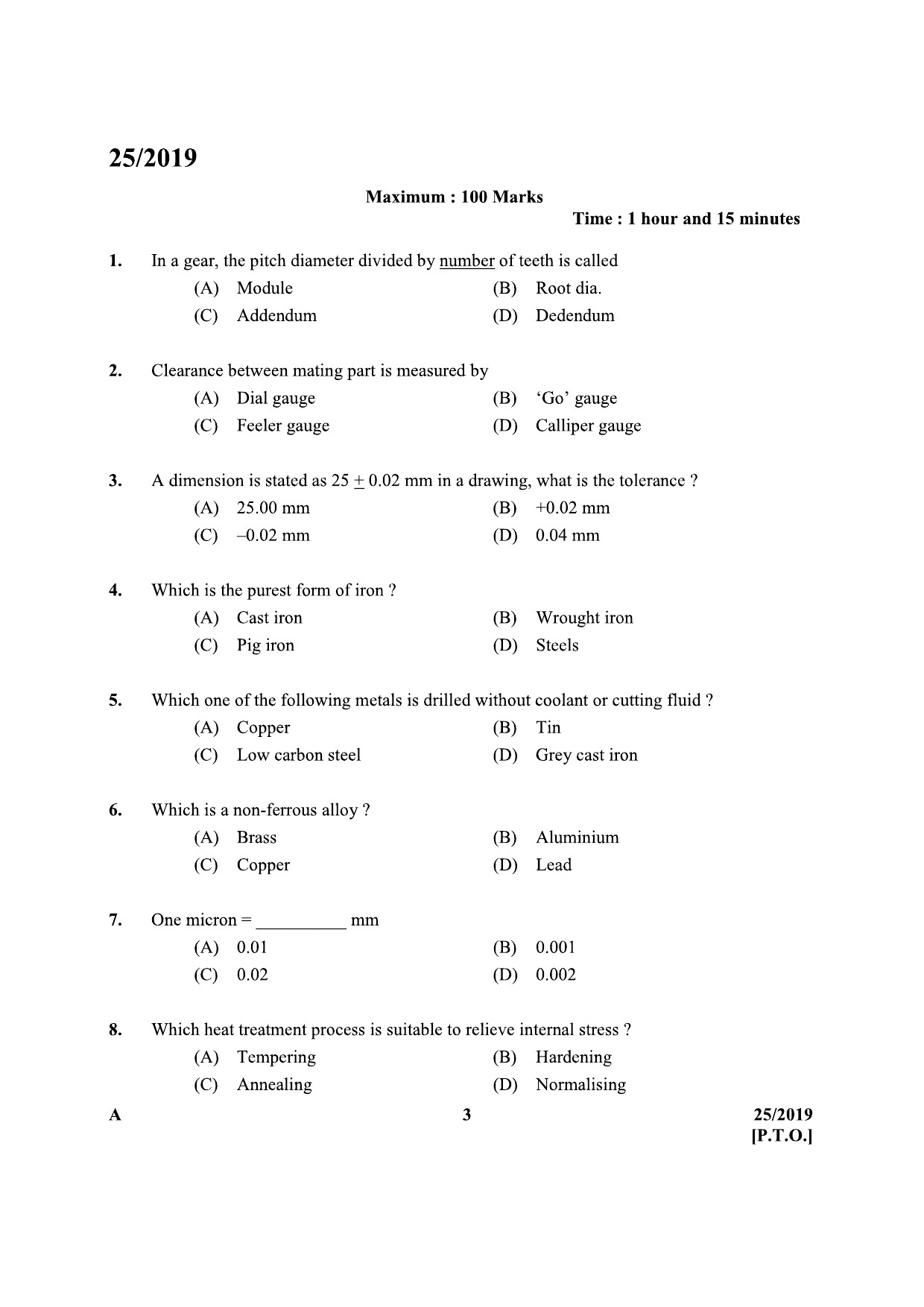 KPSC Tracer Soil Survey and Soil Conservation Exam Question Paper 252019 2