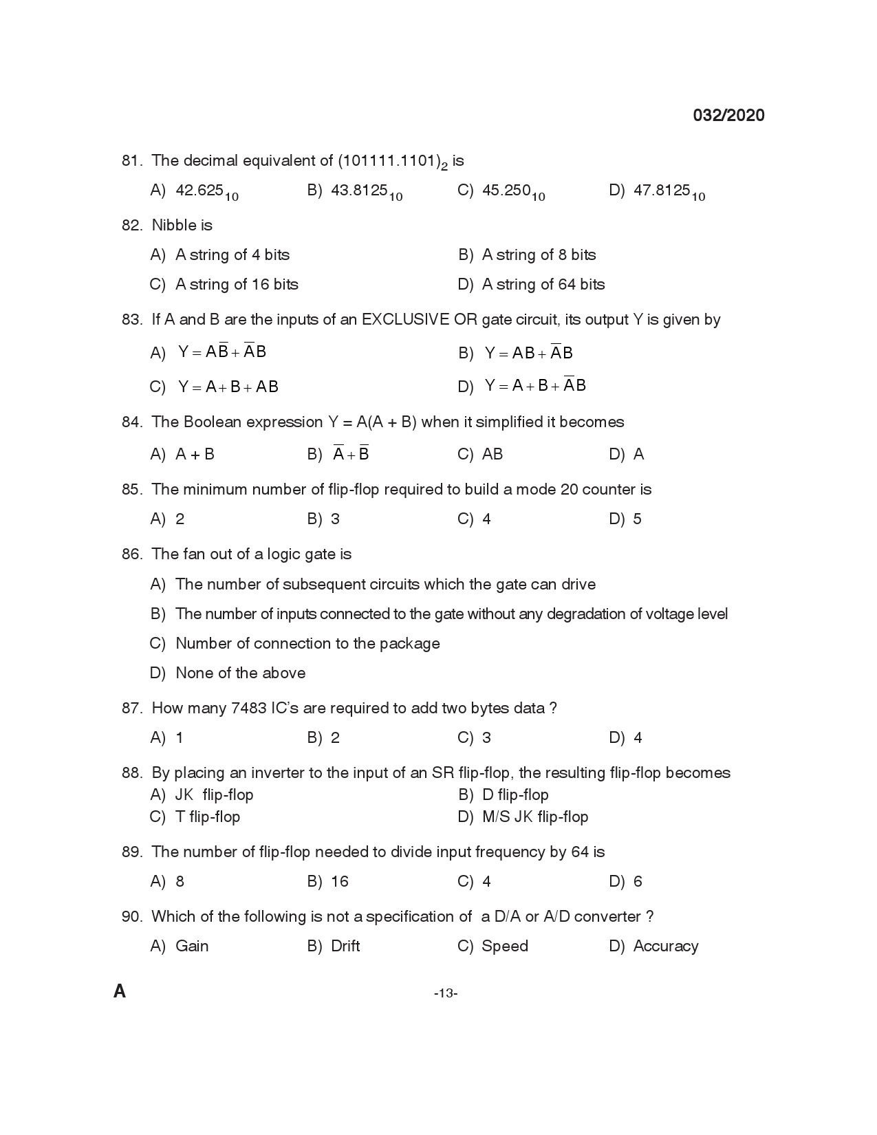 KPSC Training Instructor Electrician Exam 2020 Code 0322020 12