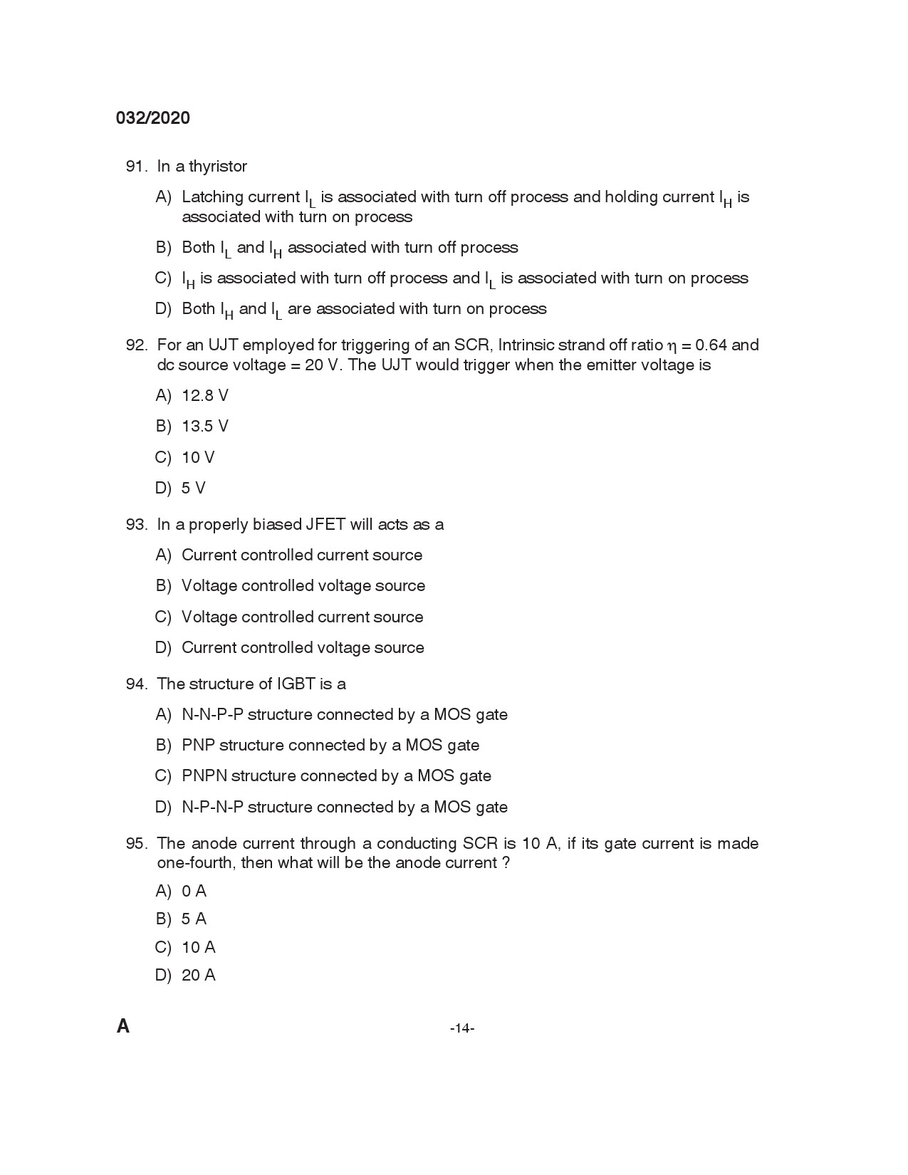 KPSC Training Instructor Electrician Exam 2020 Code 0322020 13