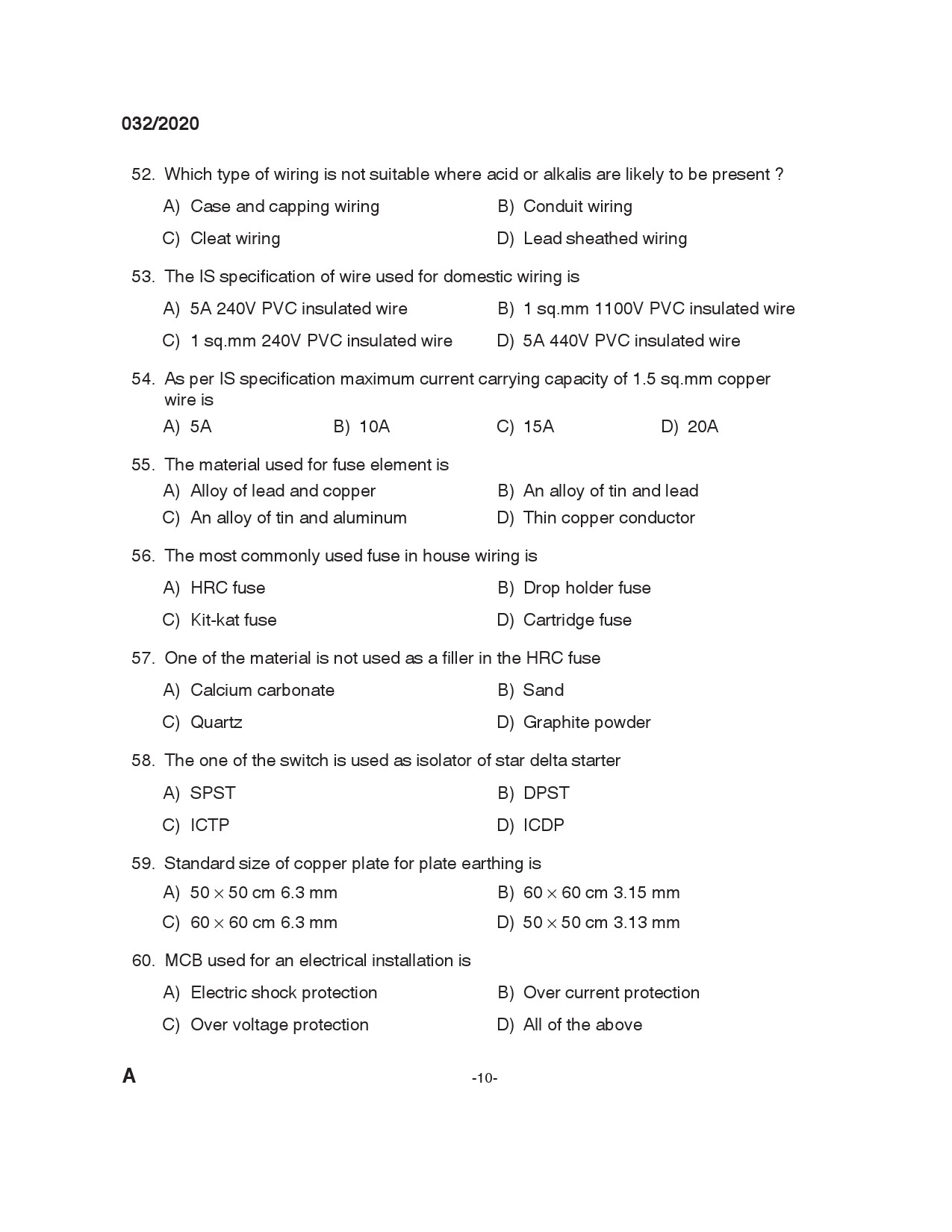 KPSC Training Instructor Electrician Exam 2020 Code 0322020 9