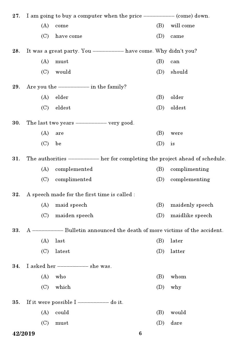 KPSC Translator Malayalam to English Exam 2019 Code 422019 4