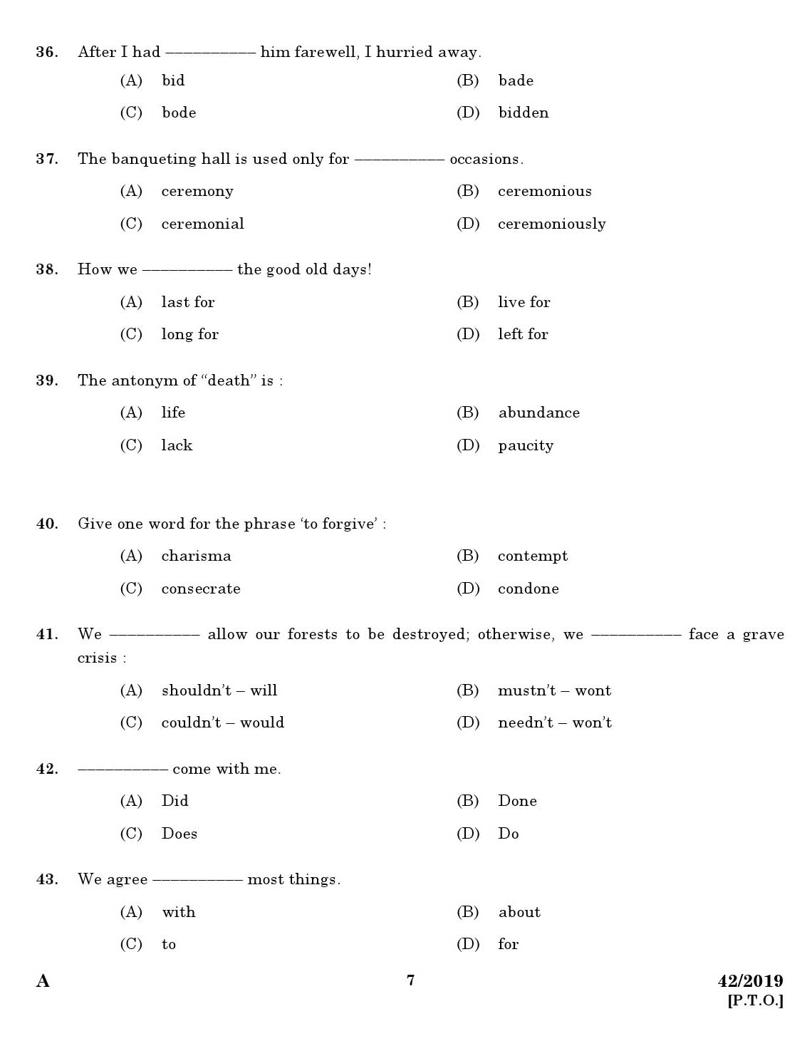 KPSC Translator Malayalam to English Exam 2019 Code 422019 5