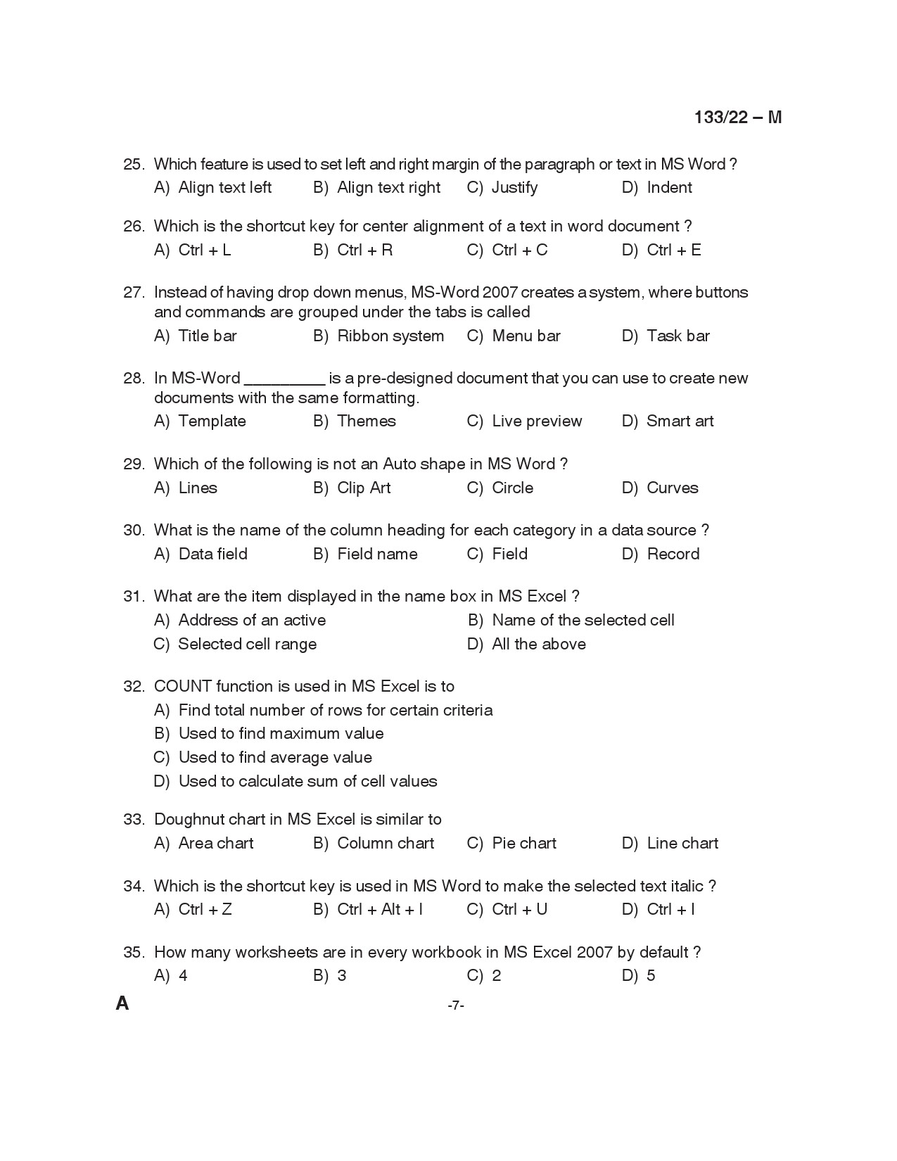 KPSC Typist Clerk Grade II Malayalam Exam 2022 Code 1332022 6