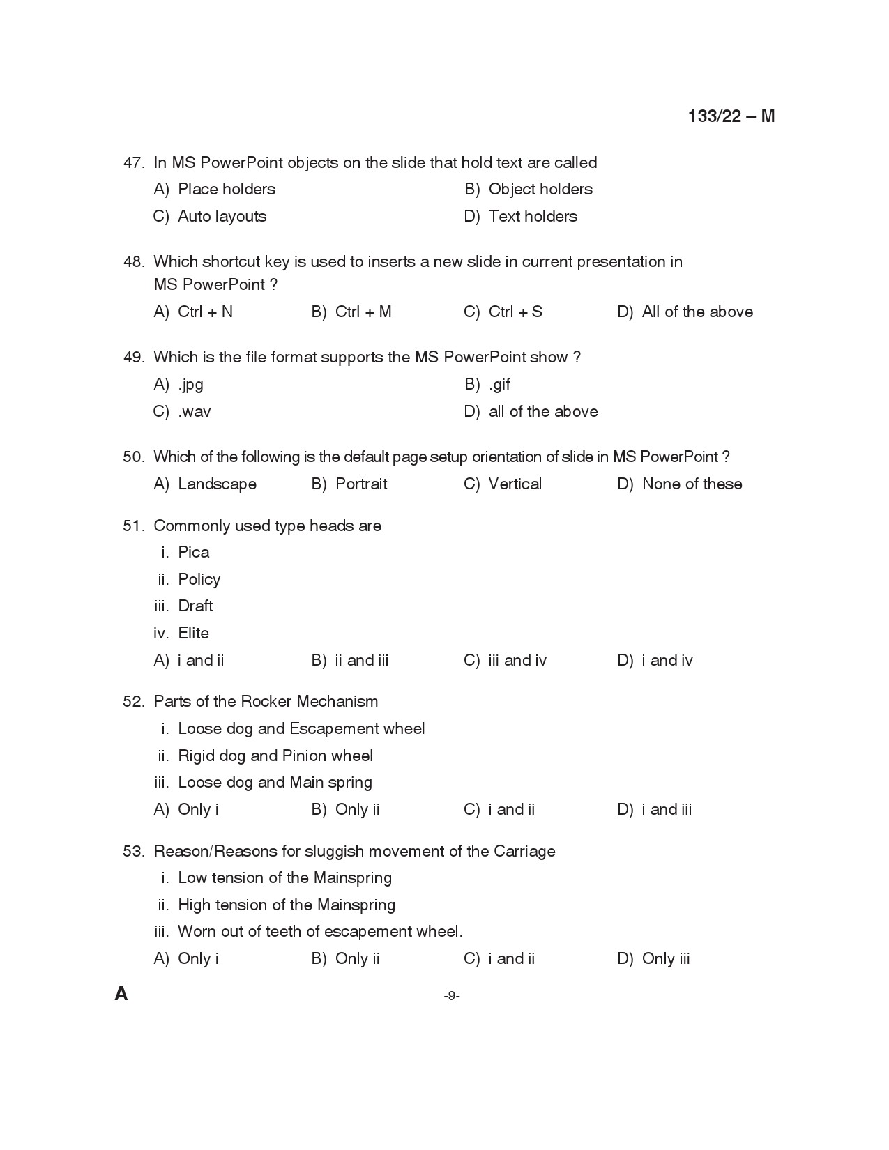 KPSC Typist Clerk Grade II Malayalam Exam 2022 Code 1332022 8