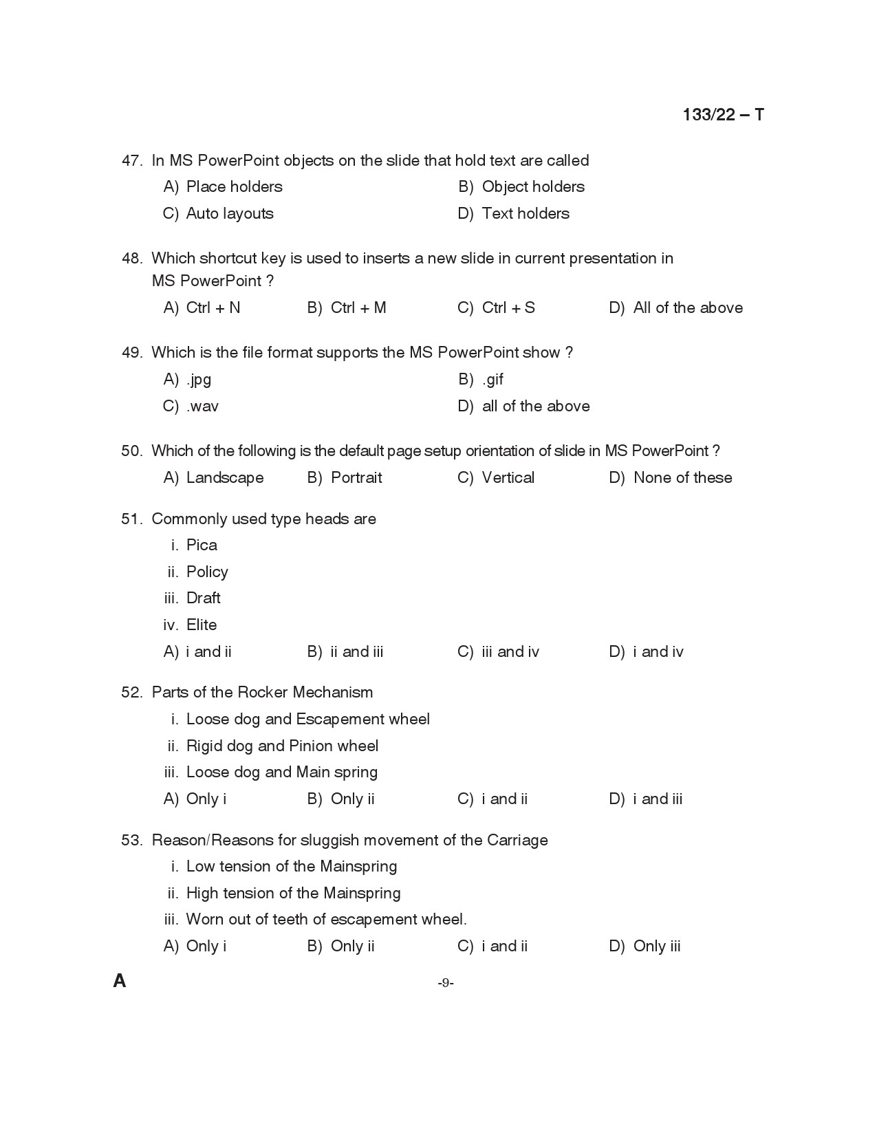 KPSC Typist Clerk Grade II Tamil Exam 2022 Code 1332022 8