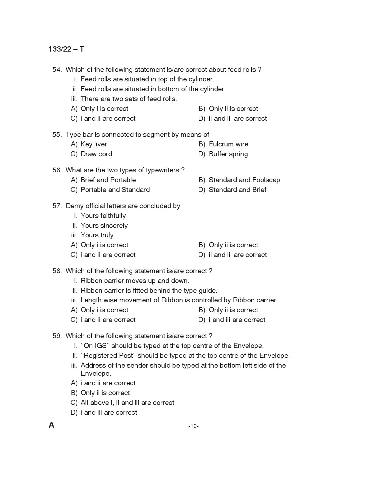 KPSC Typist Clerk Grade II Tamil Exam 2022 Code 1332022 9