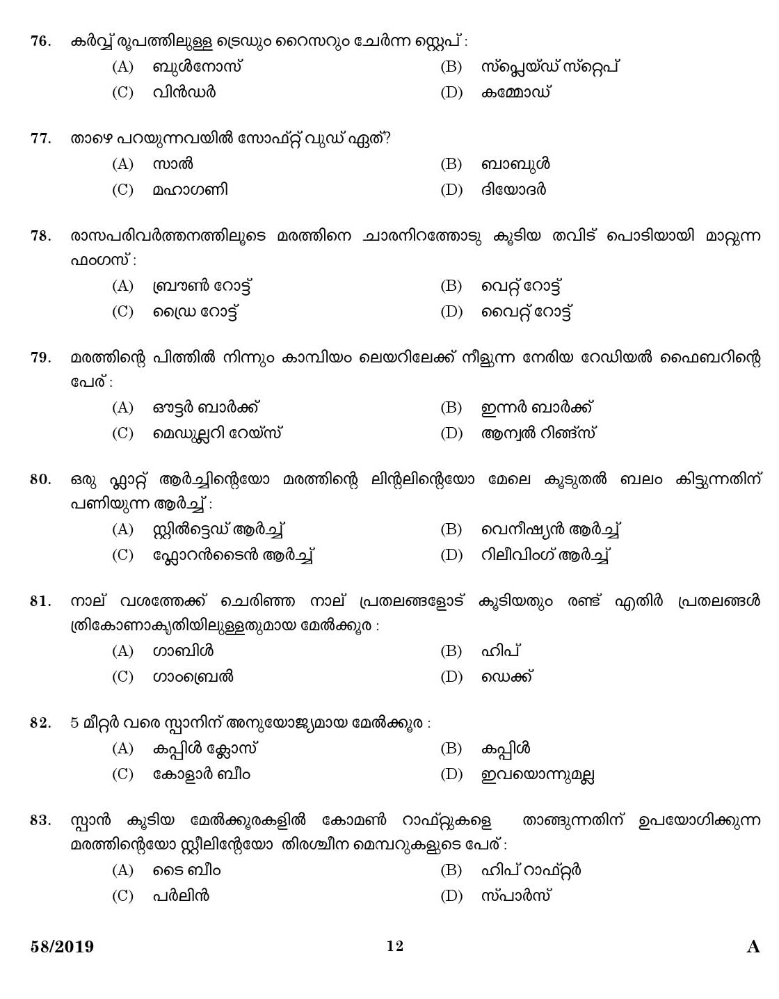 KPSC Workshop Attender Architectural Assistant Exam 2019 Code 582019 10