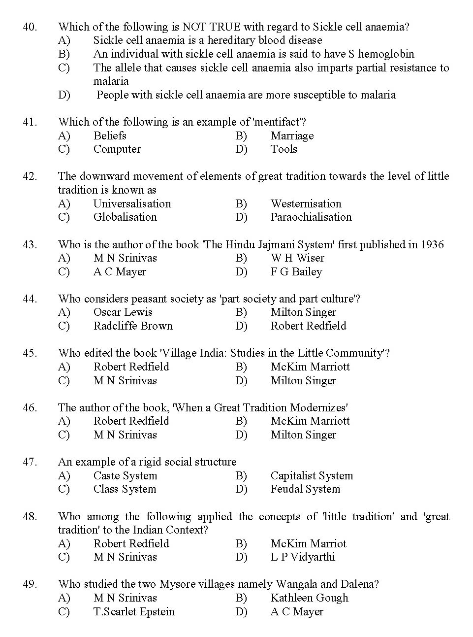 Kerala SET Anthropology Exam 2012 Question Code 12901 5