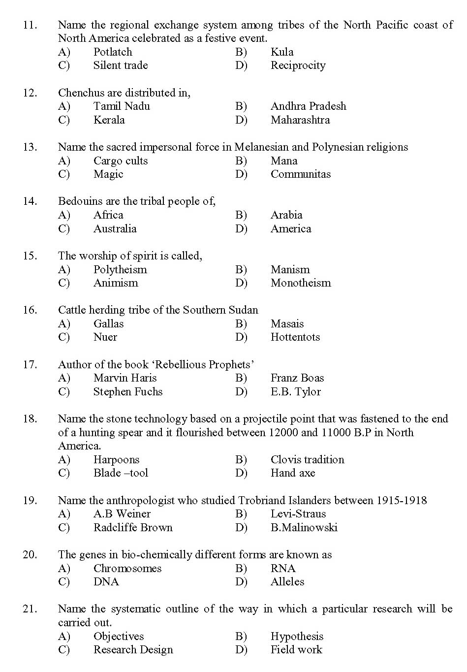 Kerala SET Anthropology Exam 2013 Question Code 13601 2