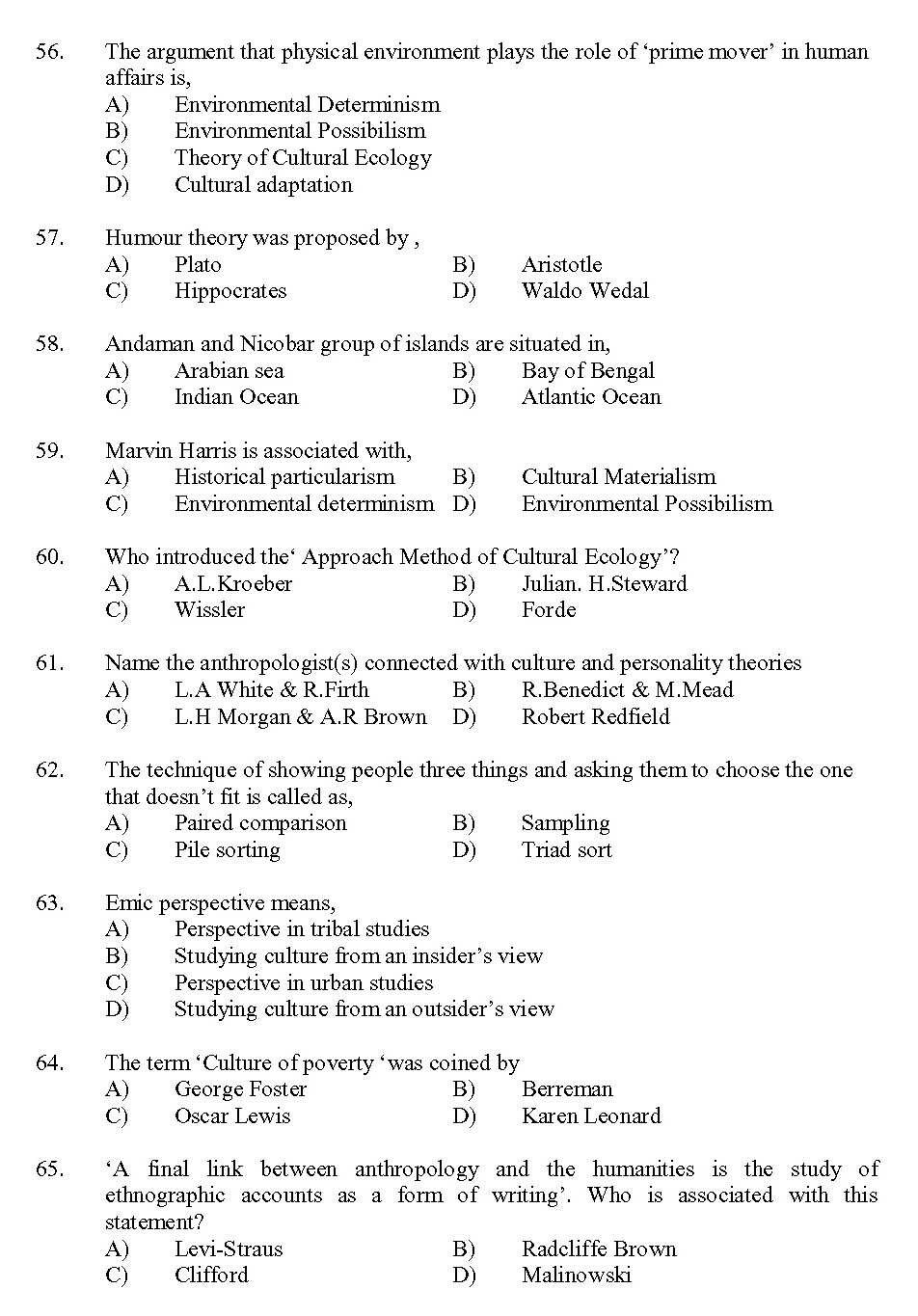Kerala SET Anthropology Exam 2013 Question Code 13601 6
