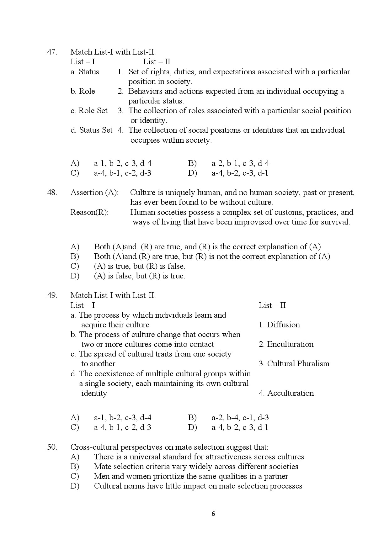 Kerala SET Anthropology Exam Question Paper July 2024 6