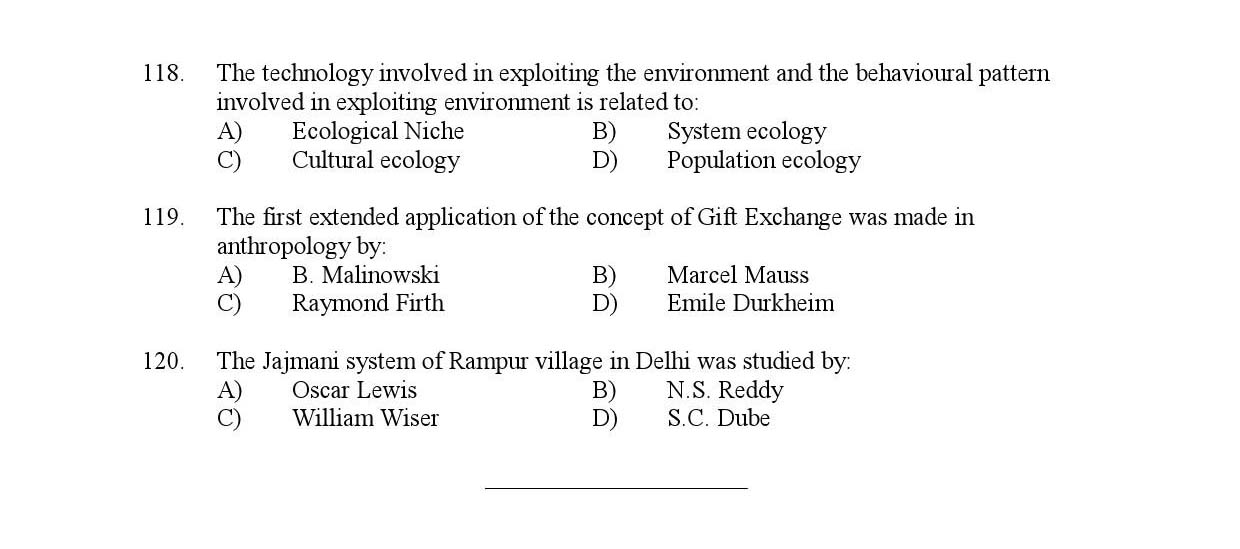 Kerala SET Anthropology Question Paper July 2019 13