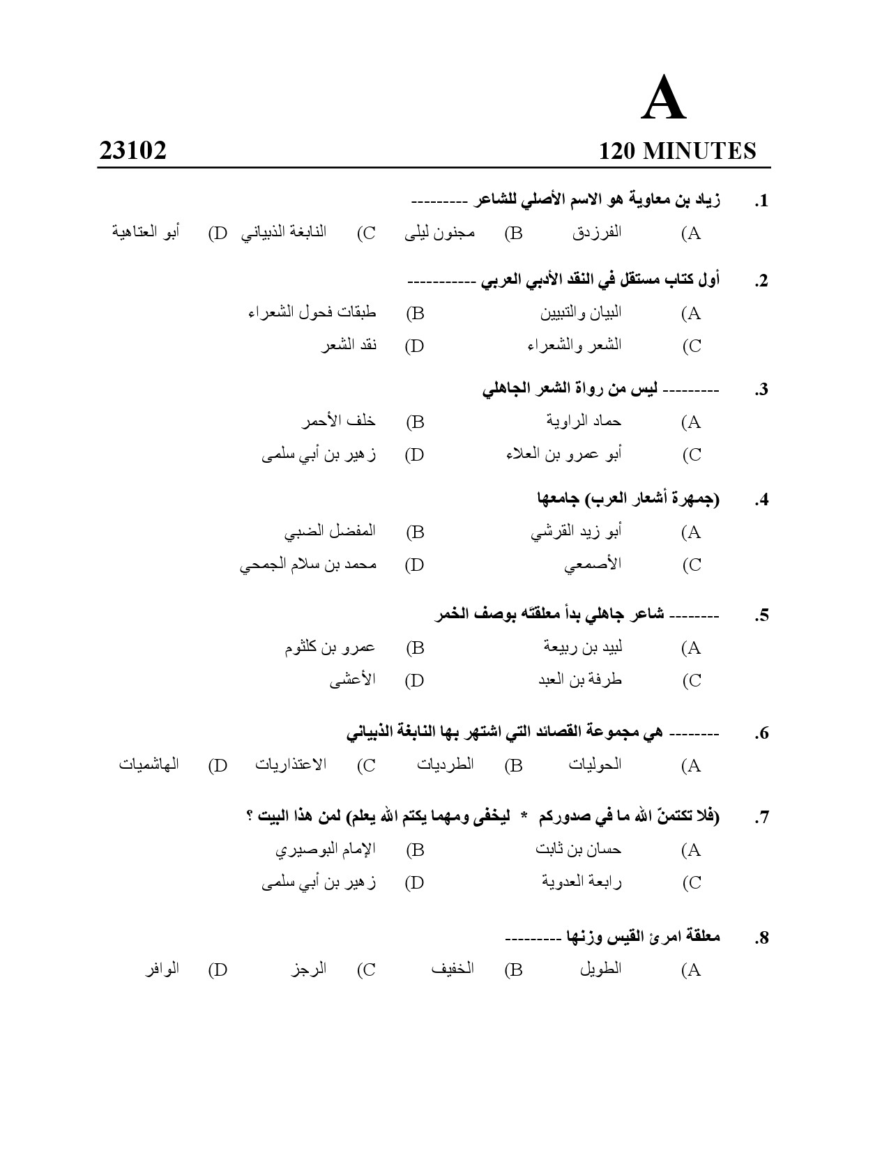 Kerala SET Arabic Exam Question Paper January 2023 1