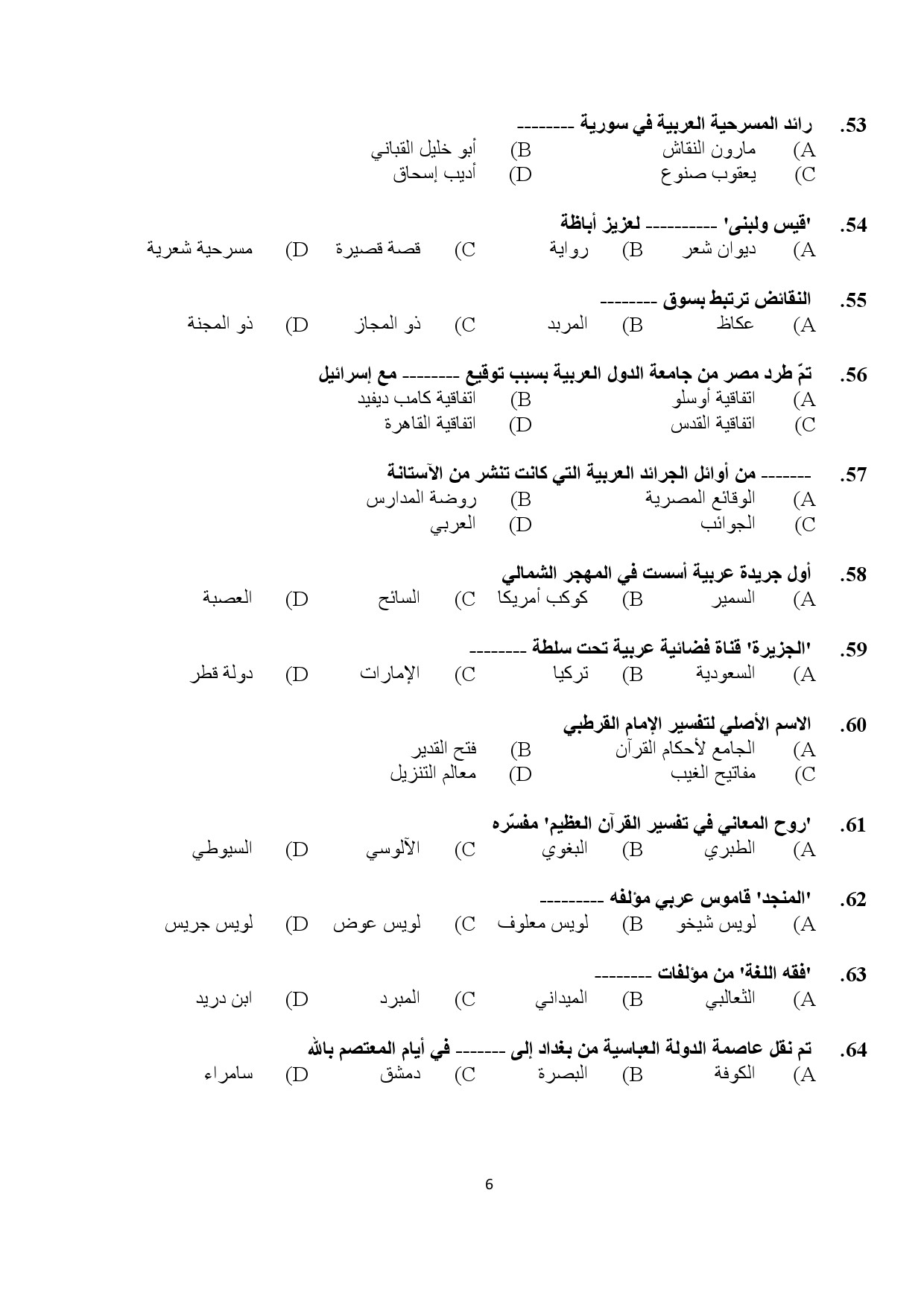 Kerala SET Arabic Exam Question Paper January 2024 6