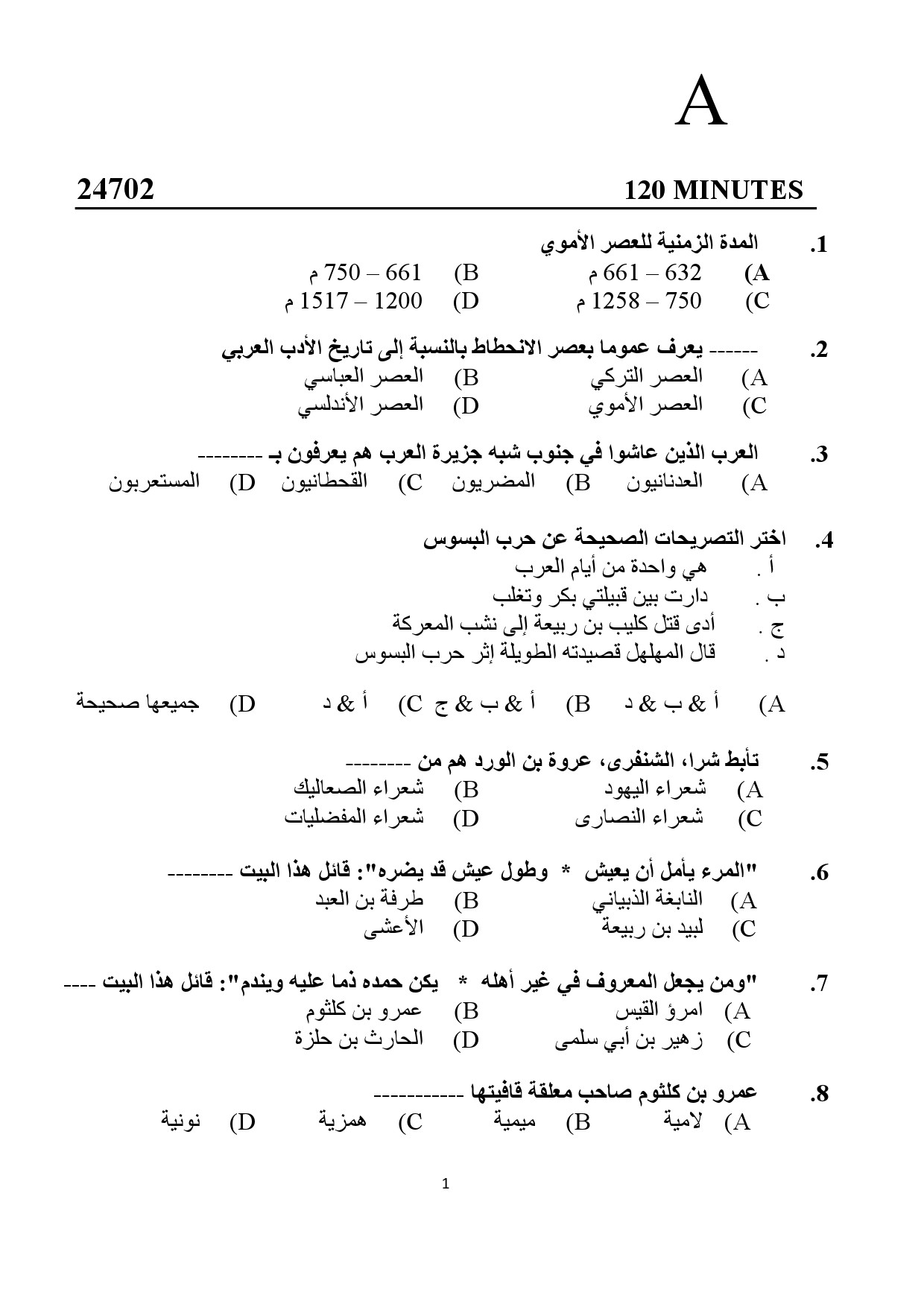 Kerala SET Arabic Exam Question Paper July 2024 1