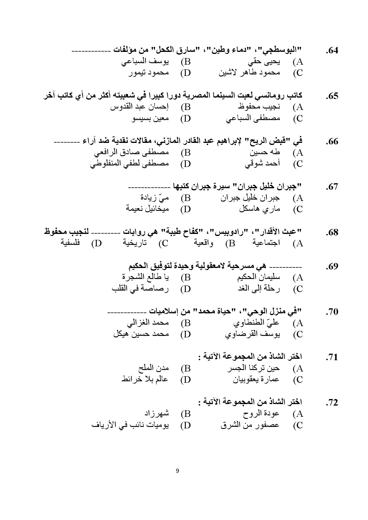 Kerala SET Arabic Exam Question Paper July 2024 9