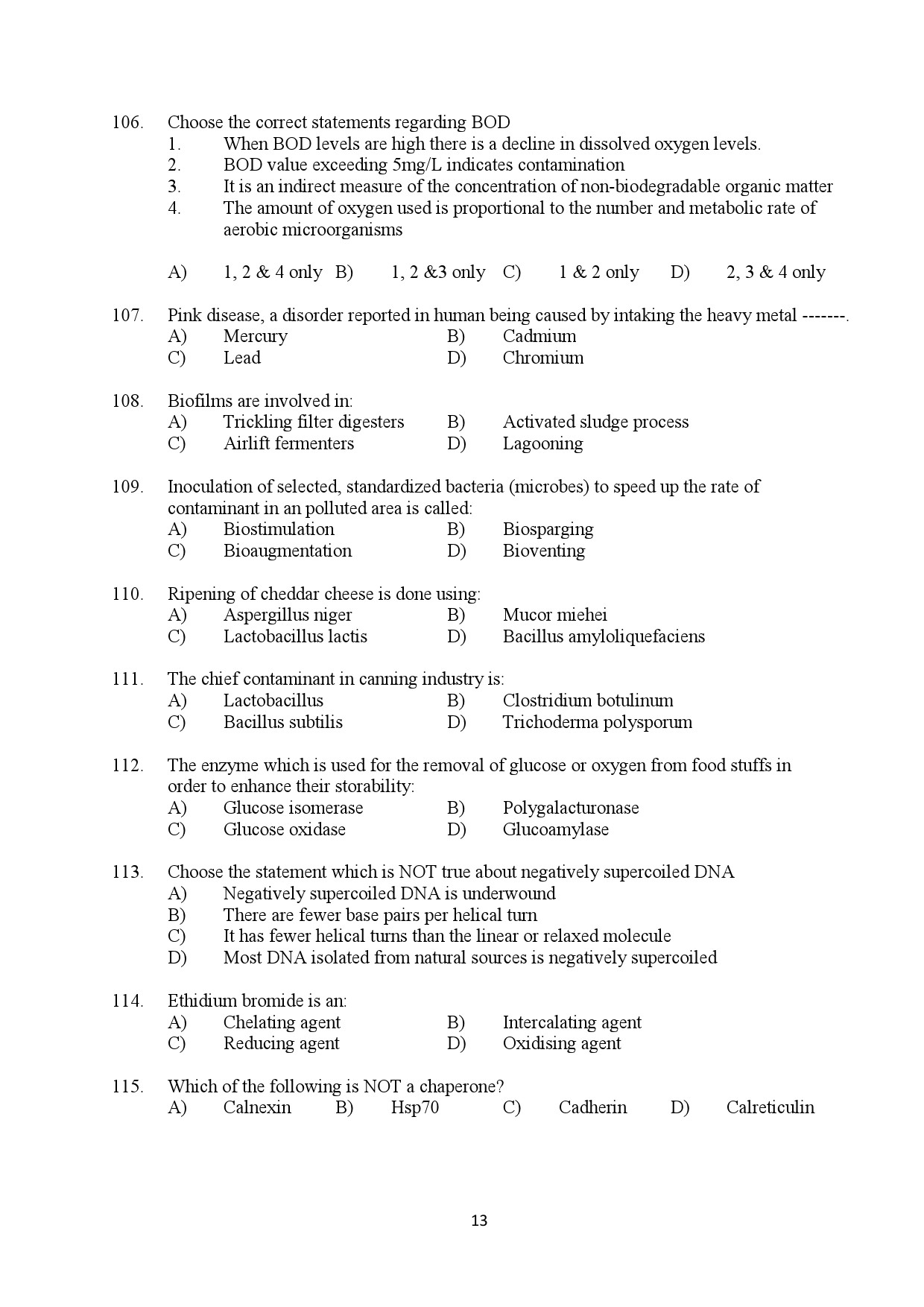 Kerala SET Biotechnology Exam Question Paper February 2020 13