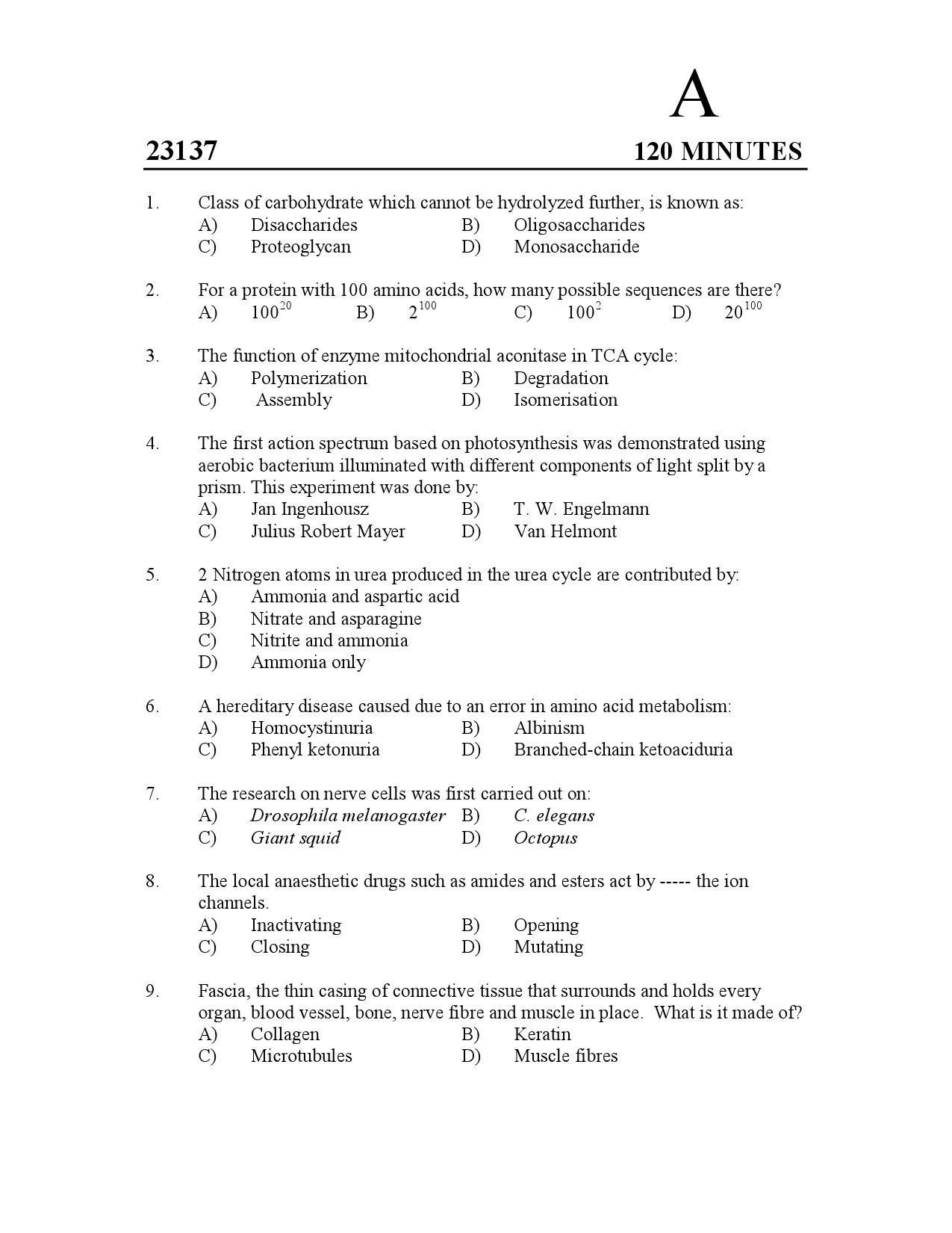 Kerala SET Biotechnology Exam Question Paper January 2023 1