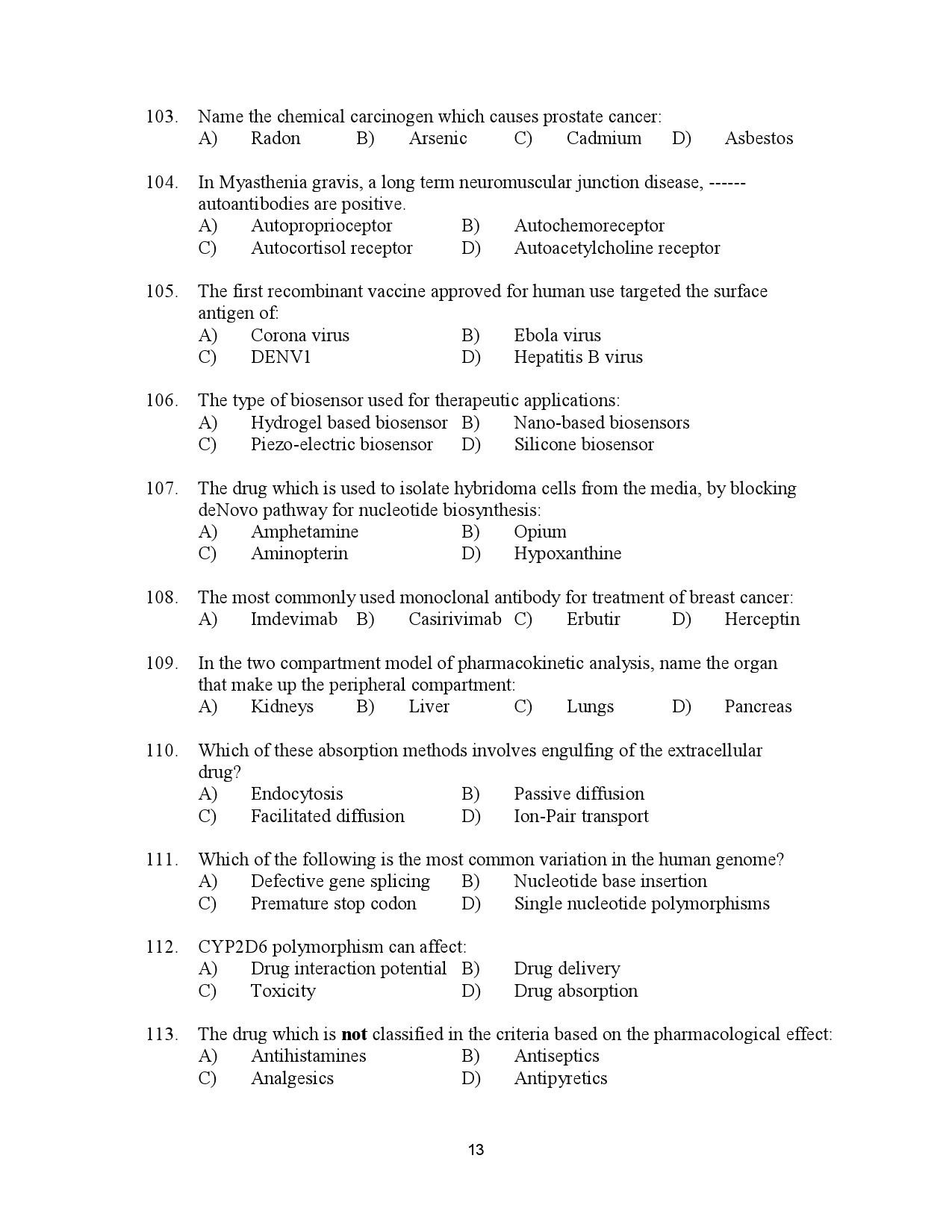 Kerala SET Biotechnology Exam Question Paper January 2023 13