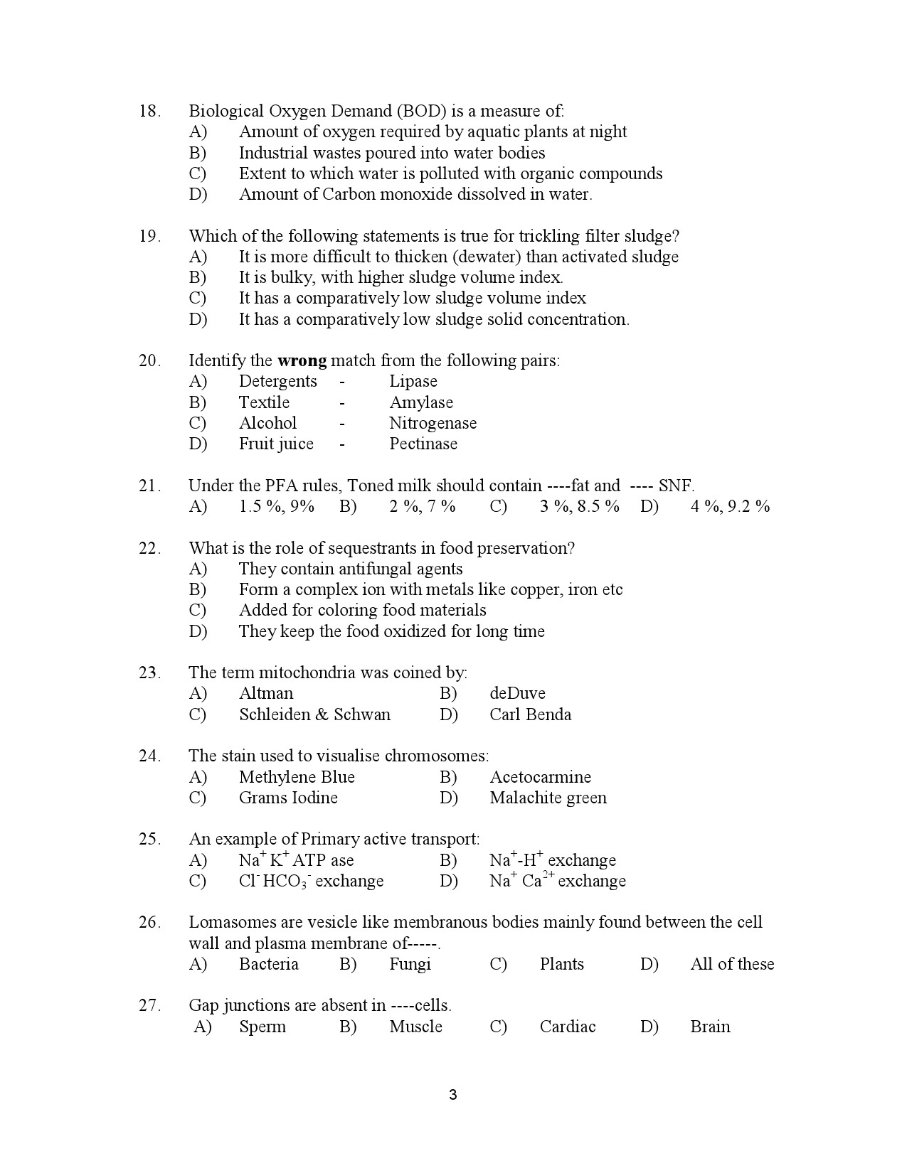 Kerala SET Biotechnology Exam Question Paper January 2023 3