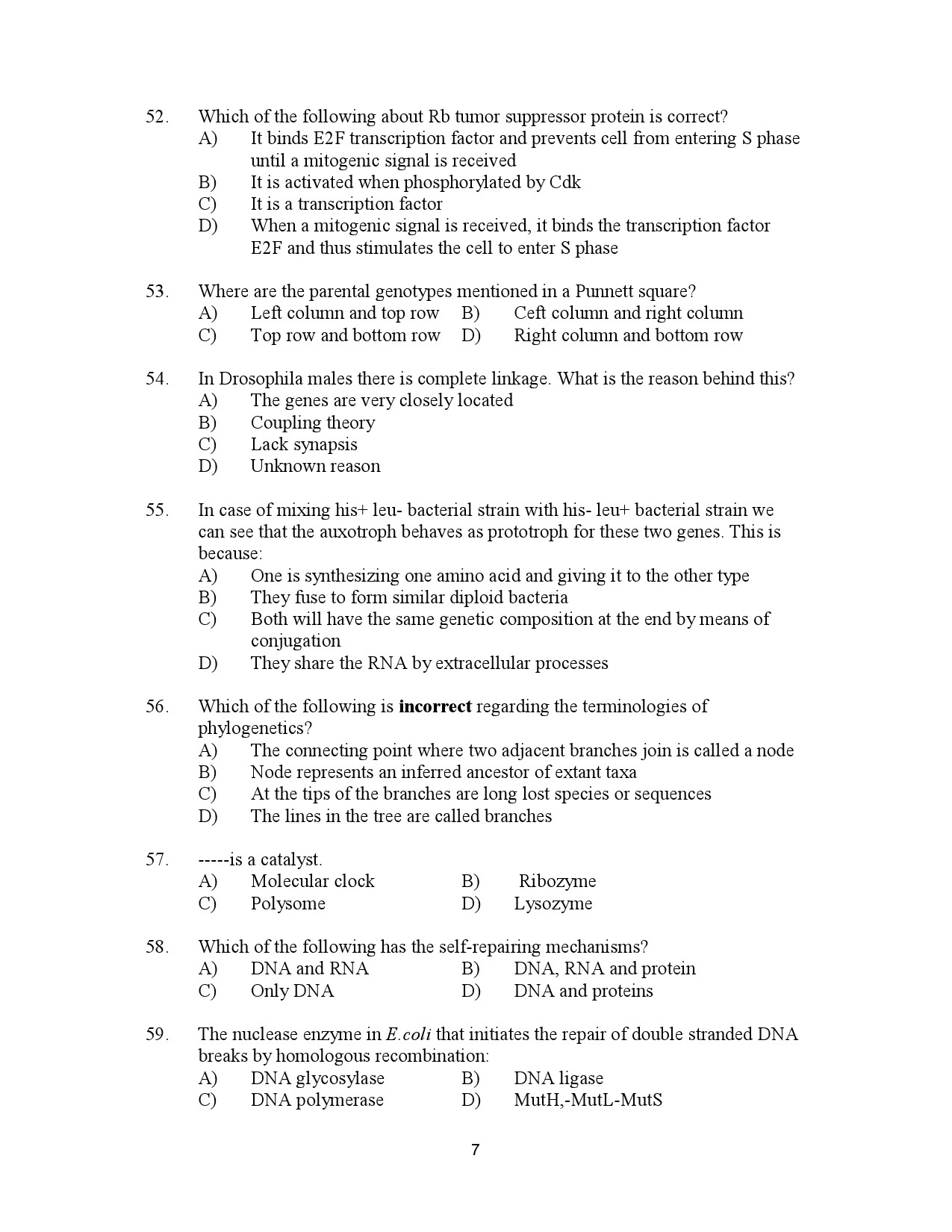 Kerala SET Biotechnology Exam Question Paper January 2023 7