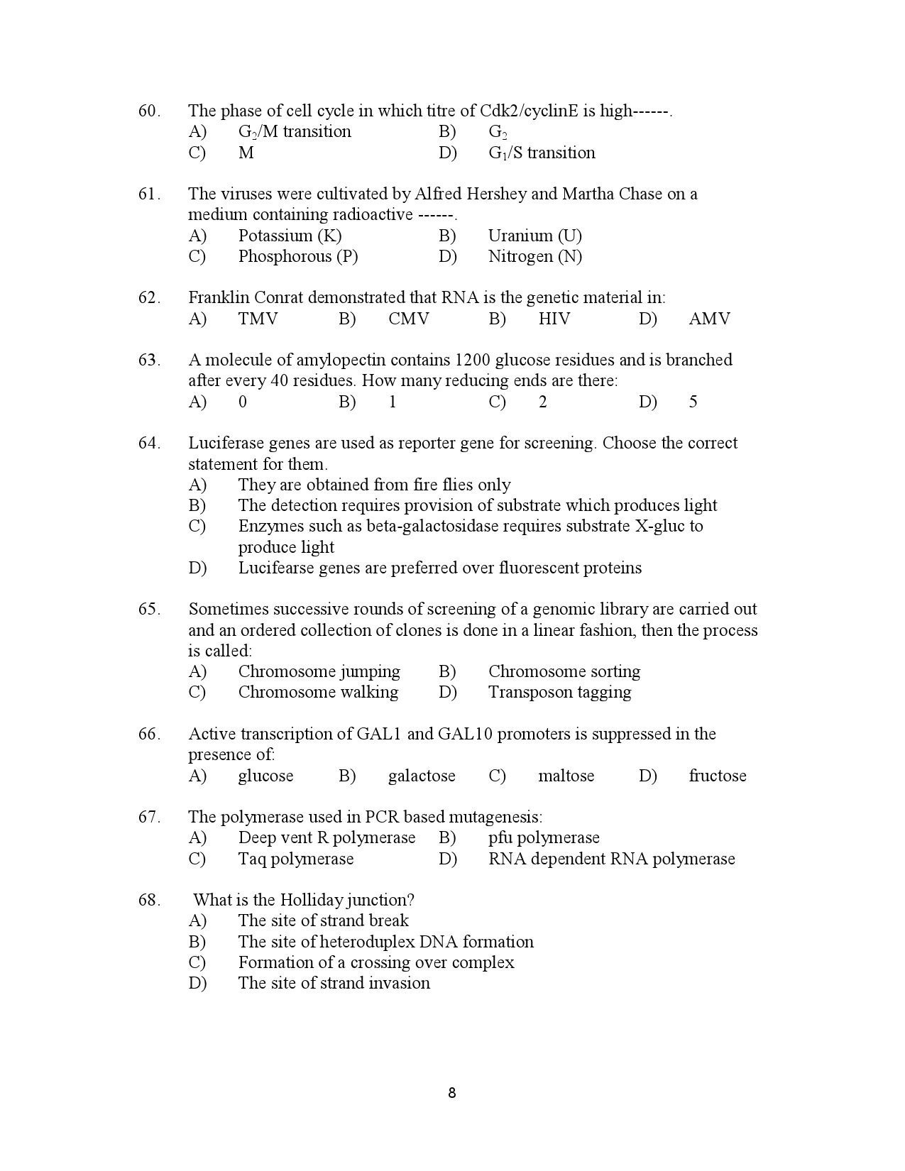 Kerala SET Biotechnology Exam Question Paper January 2023 8