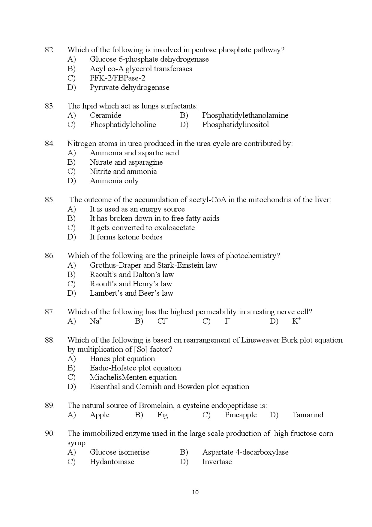 Kerala SET Biotechnology Exam Question Paper January 2024 10