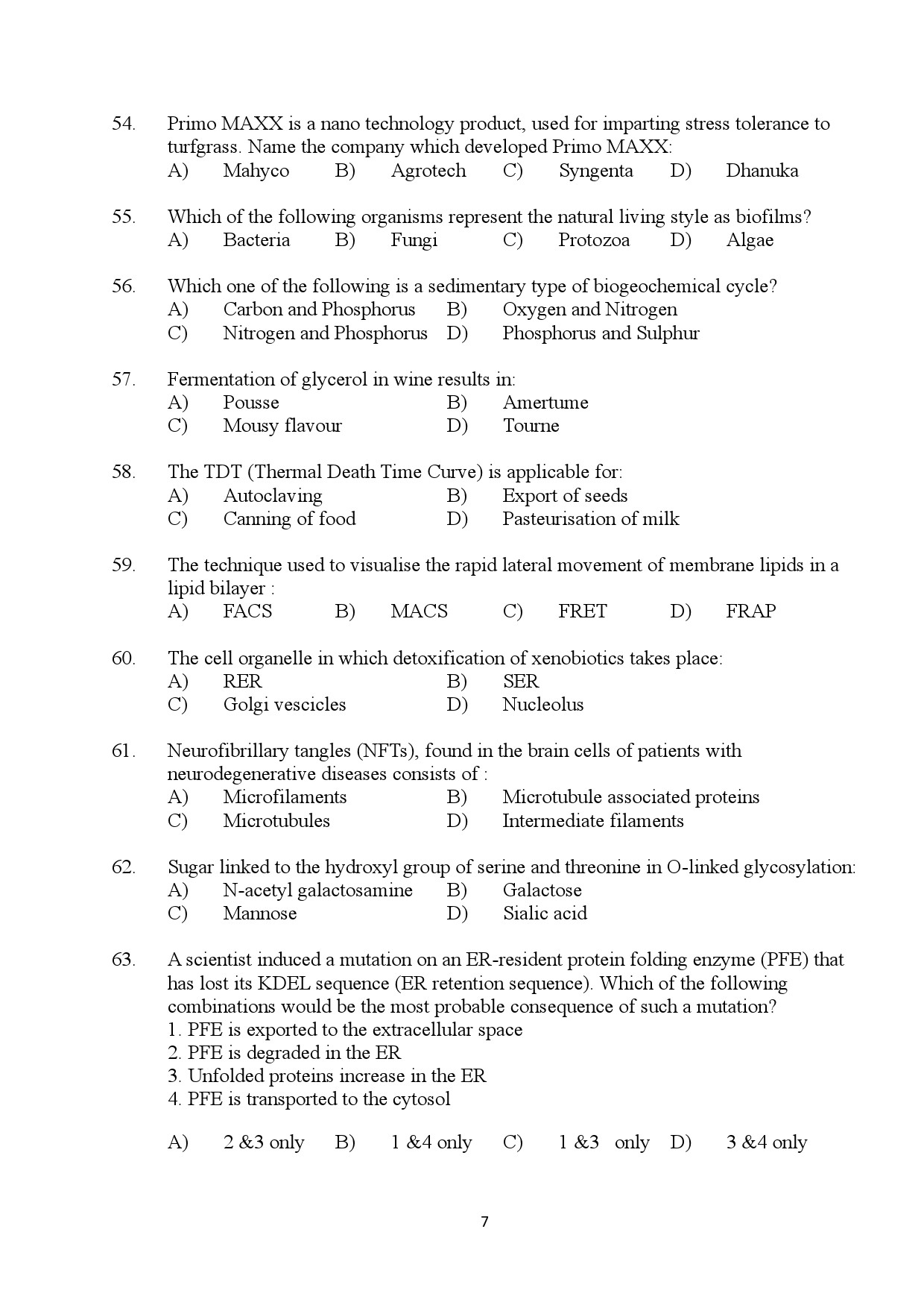 Kerala SET Biotechnology Exam Question Paper January 2024 7