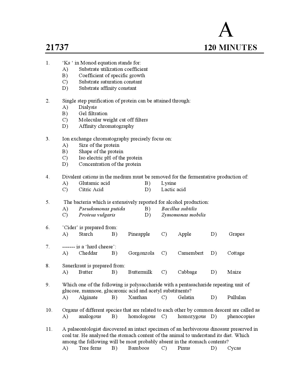 Kerala SET Biotechnology Exam Question Paper July 2021 1
