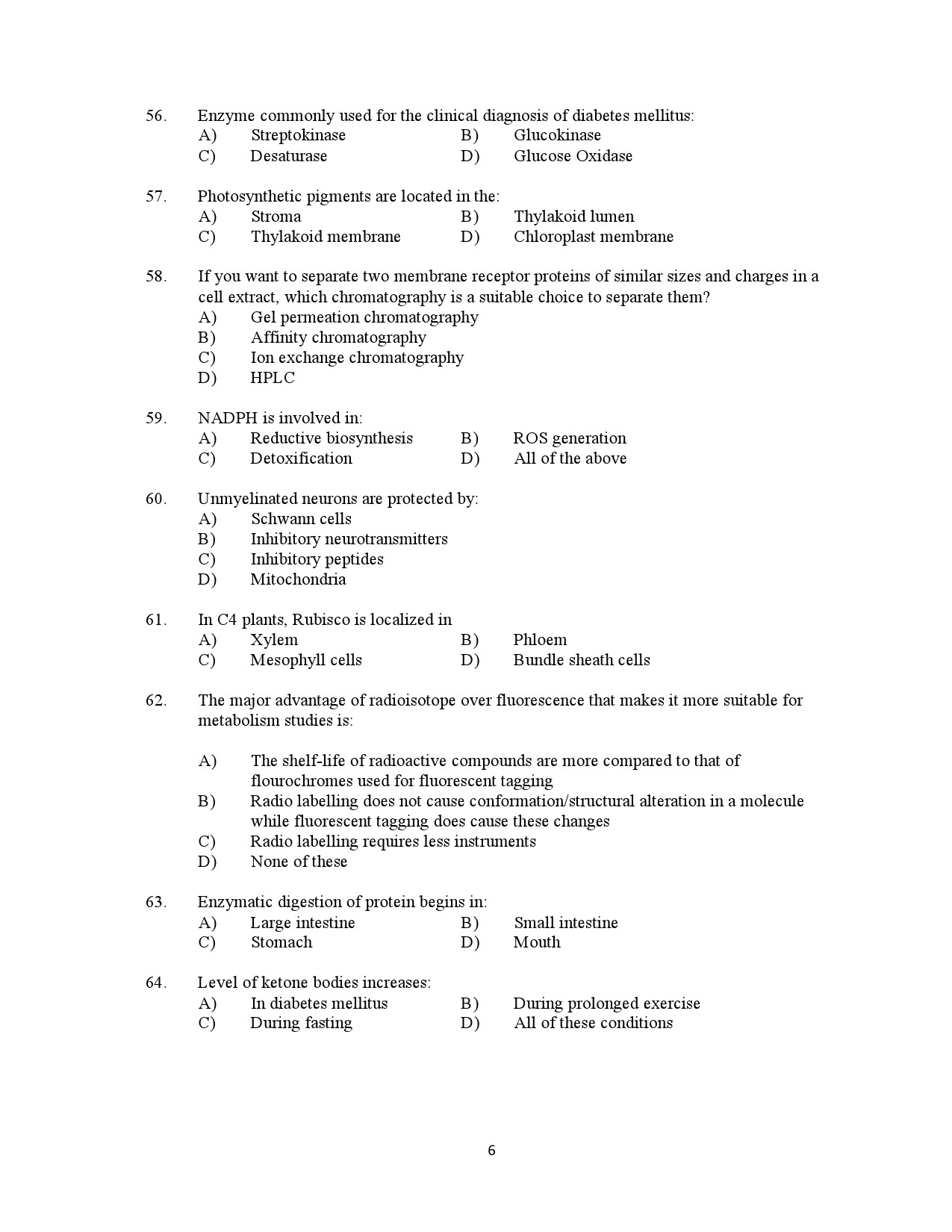 Kerala SET Biotechnology Exam Question Paper July 2021 6