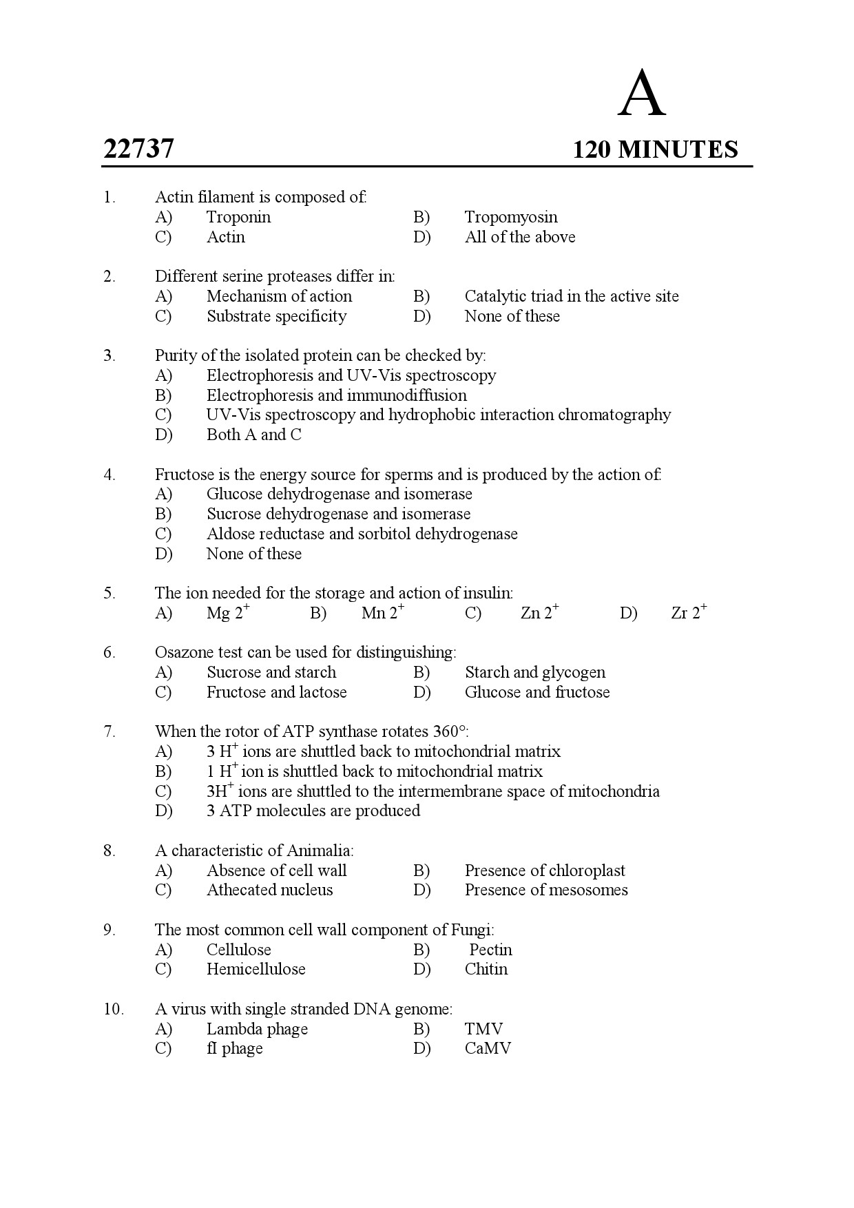 Kerala SET Biotechnology Exam Question Paper July 2022 1