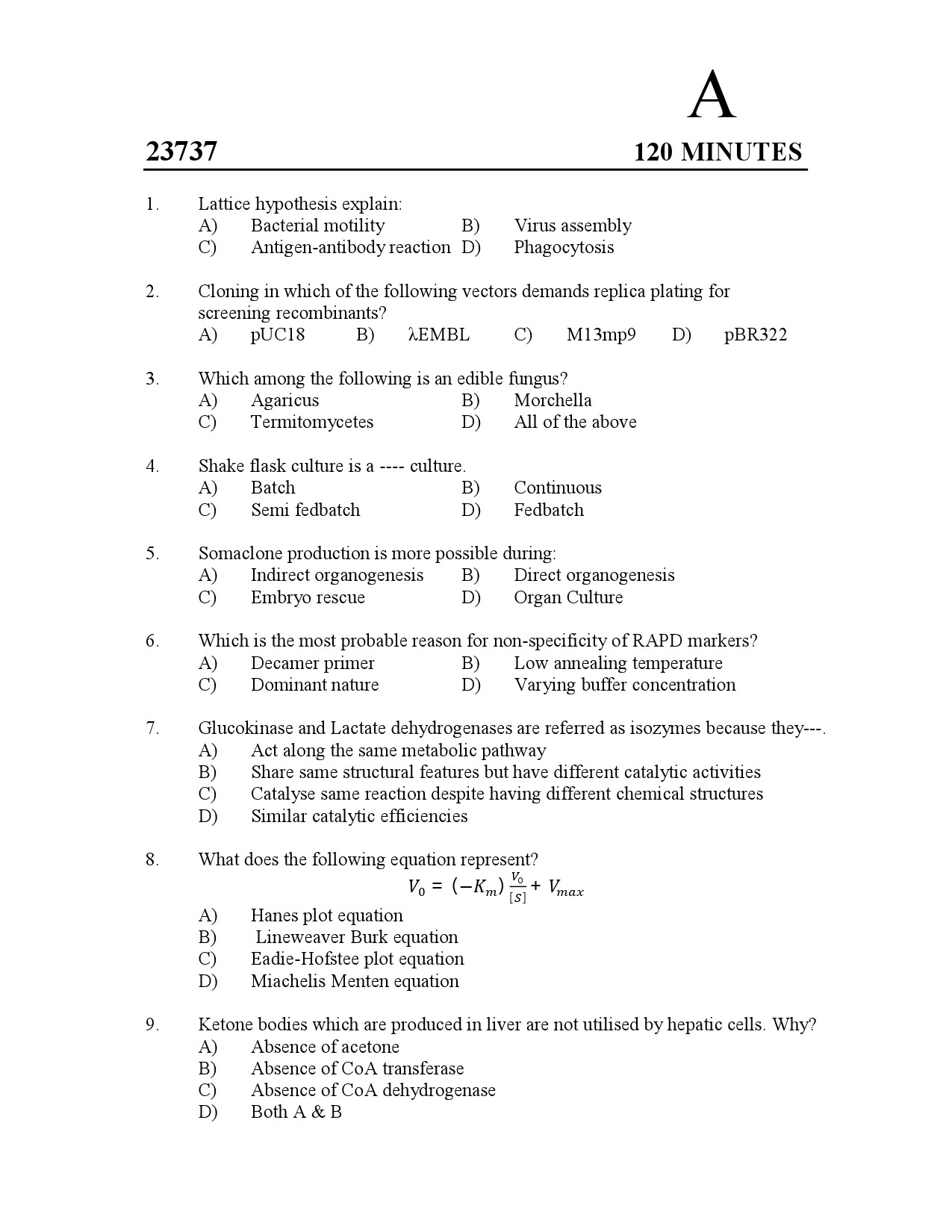 Kerala SET Biotechnology Exam Question Paper July 2023 1