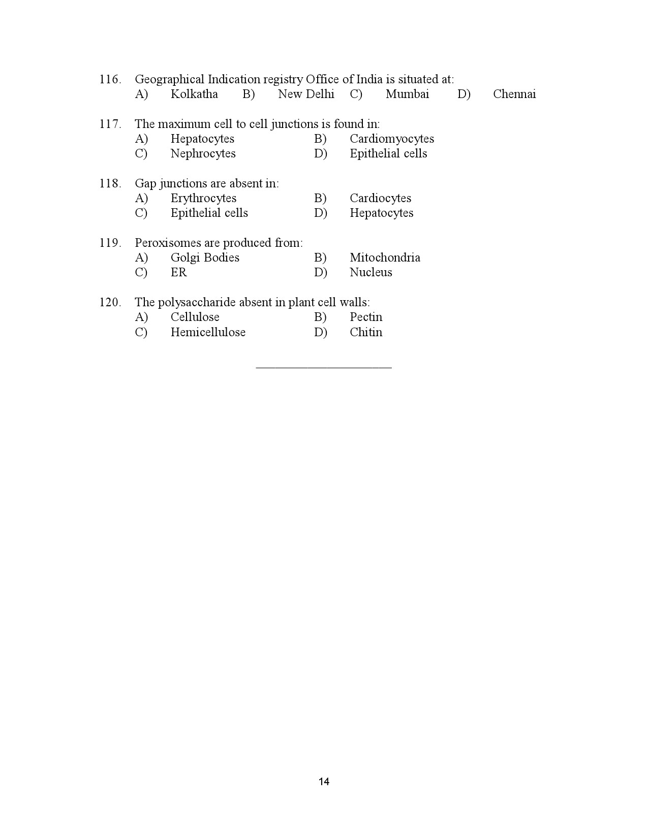 Kerala SET Biotechnology Exam Question Paper July 2023 14