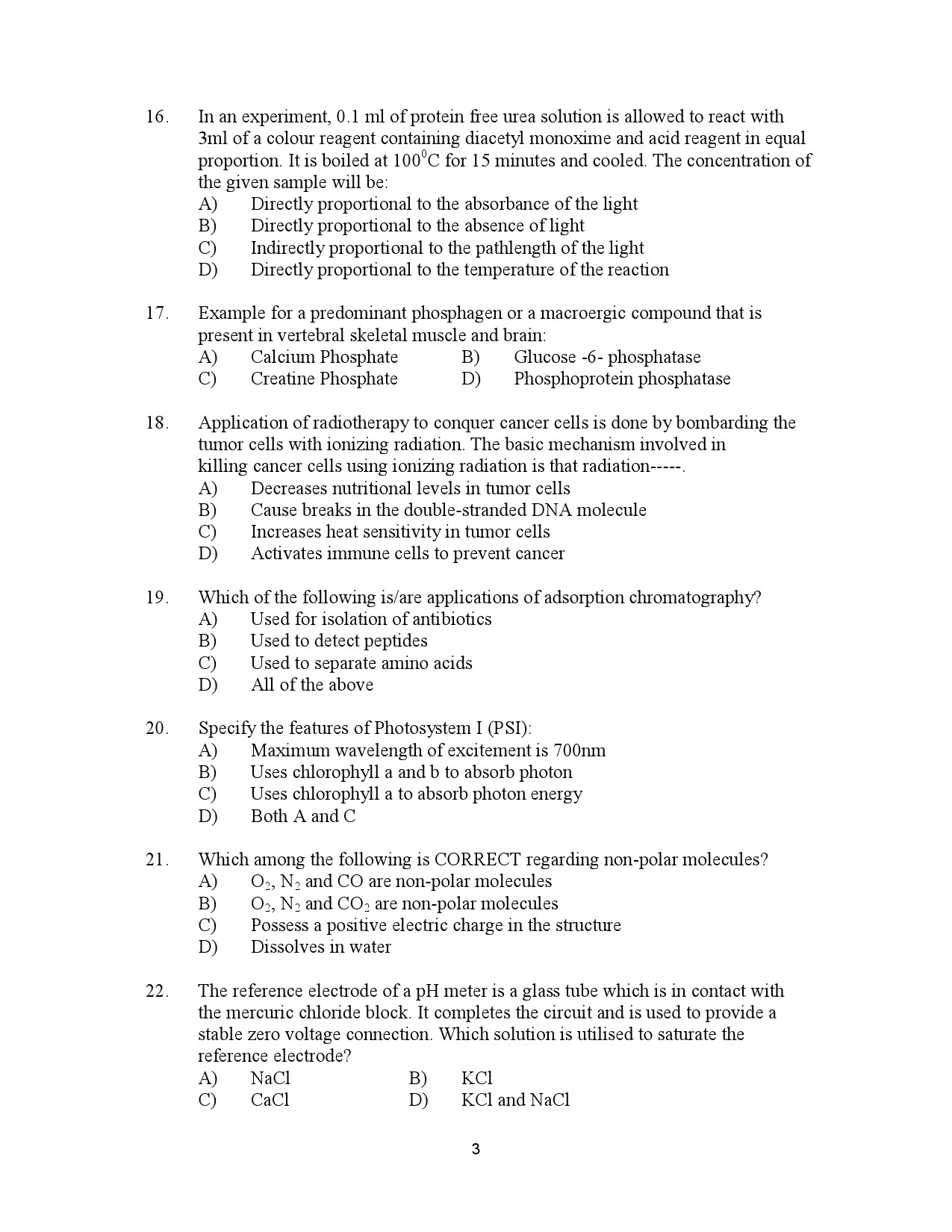 Kerala SET Biotechnology Exam Question Paper July 2023 3