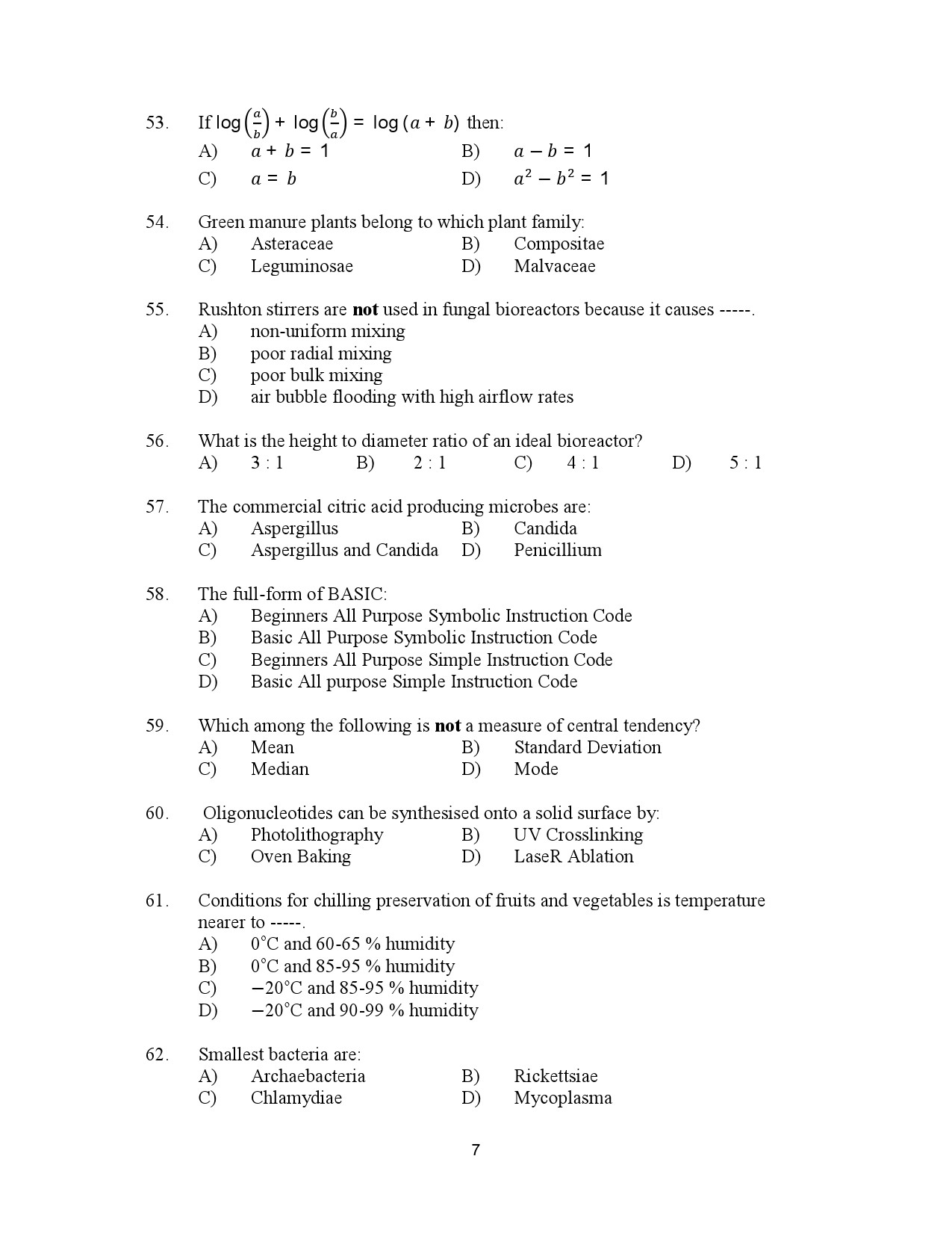 Kerala SET Biotechnology Exam Question Paper July 2023 7