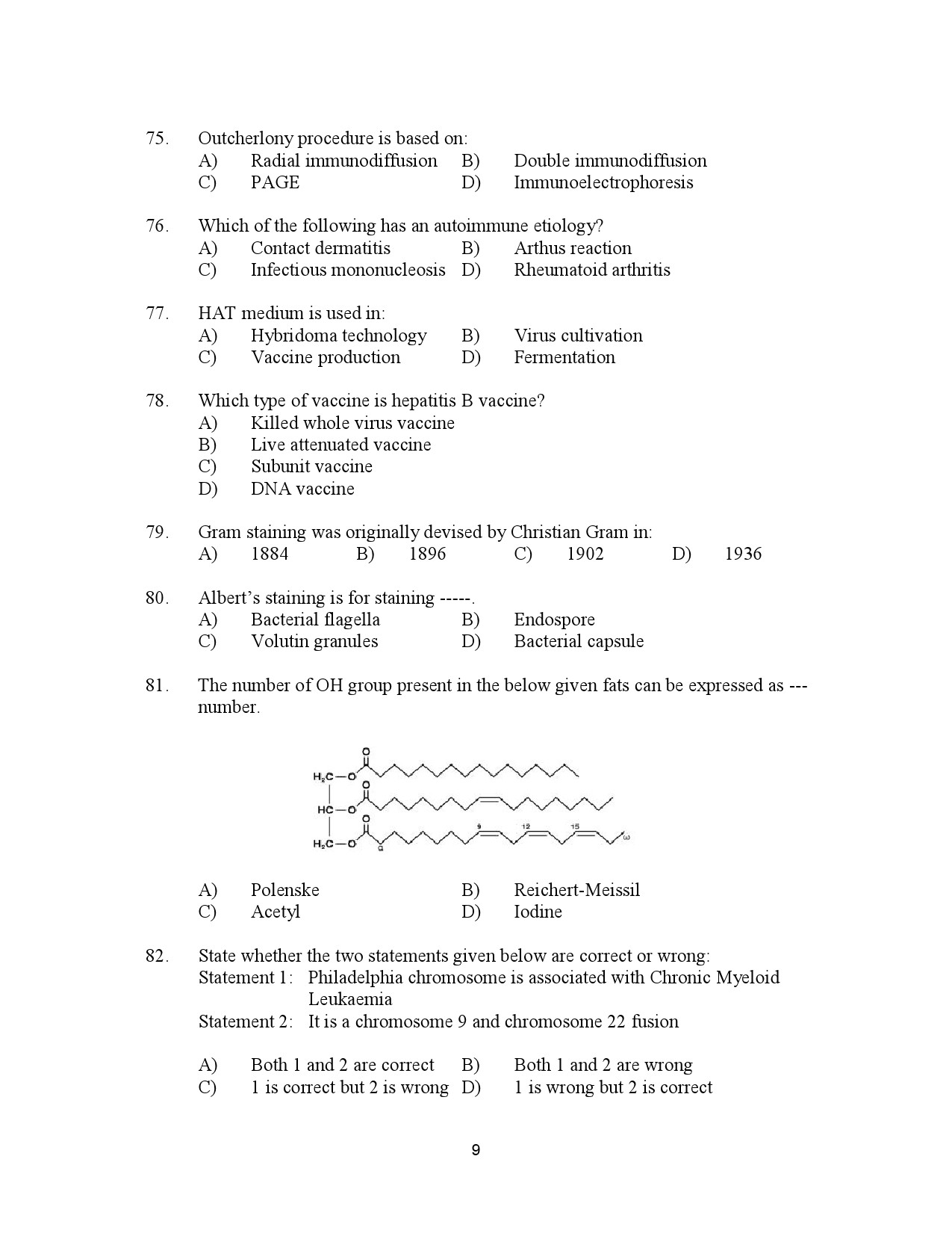 Kerala SET Biotechnology Exam Question Paper July 2023 9