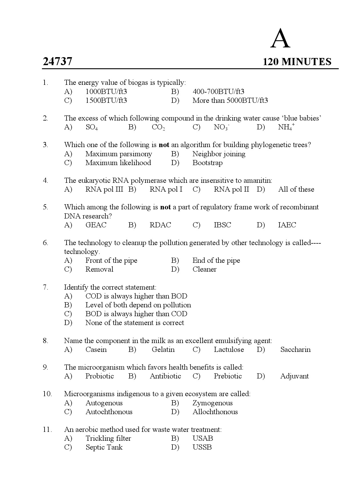 Kerala SET Biotechnology Exam Question Paper July 2024 1