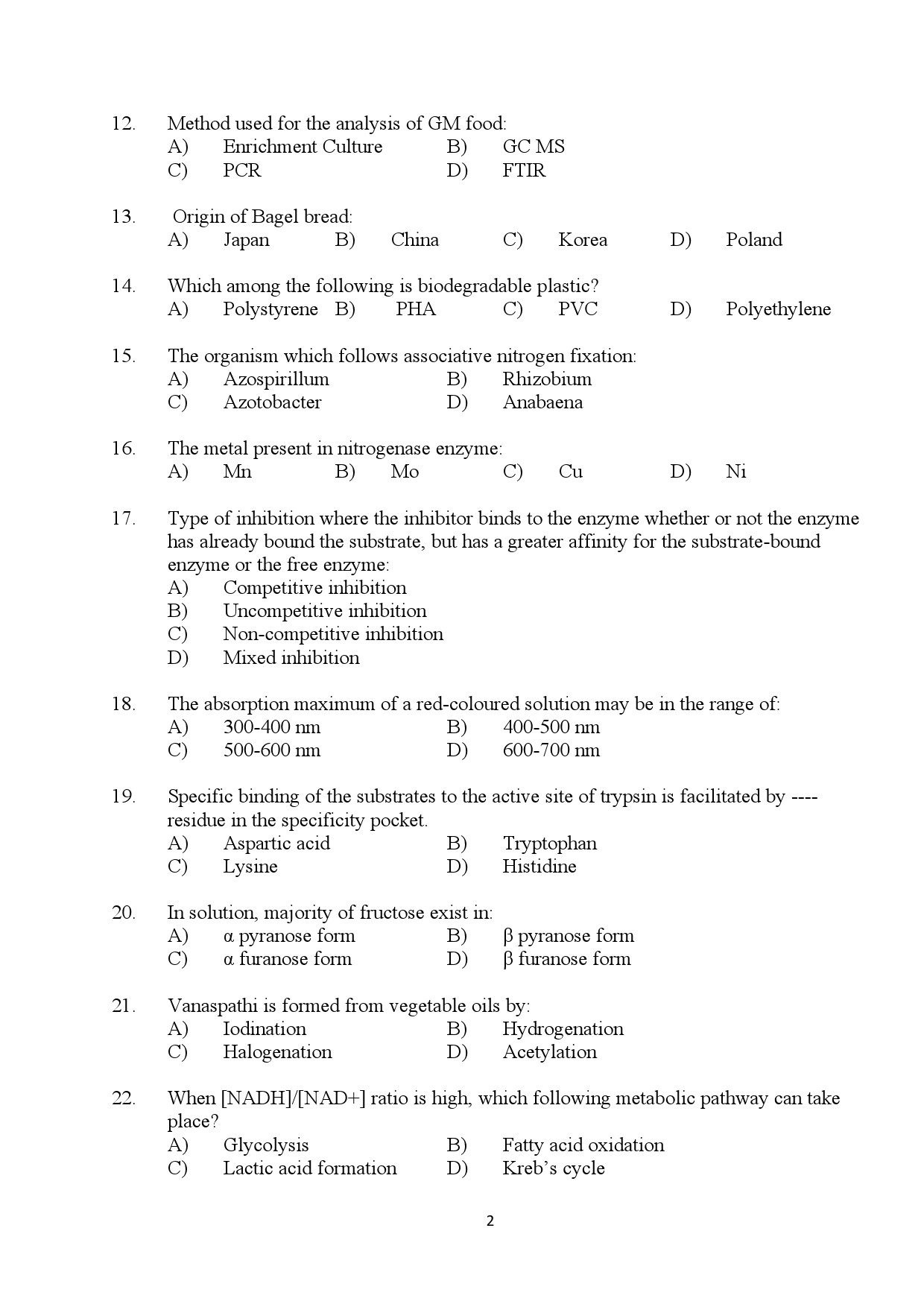 Kerala SET Biotechnology Exam Question Paper July 2024 2